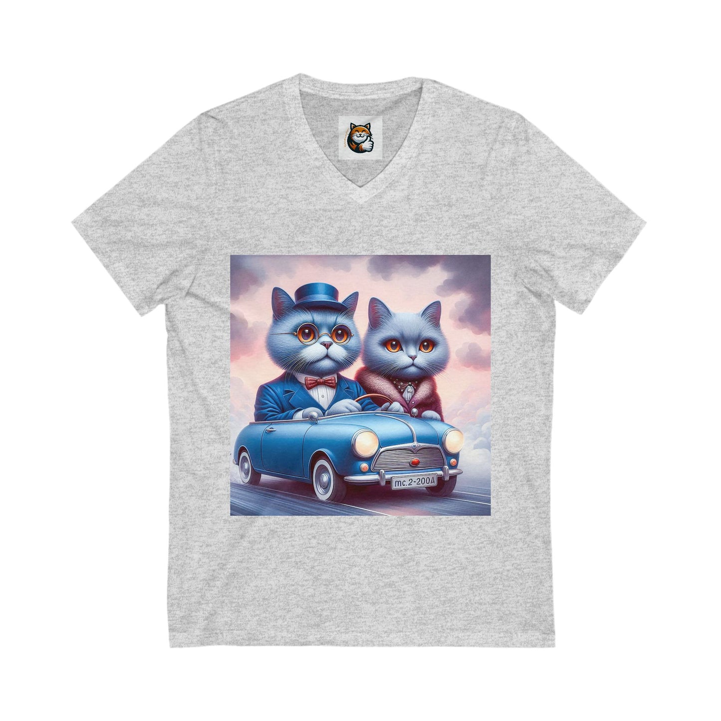 Wacky Russian Blue Cat tiny car tee
