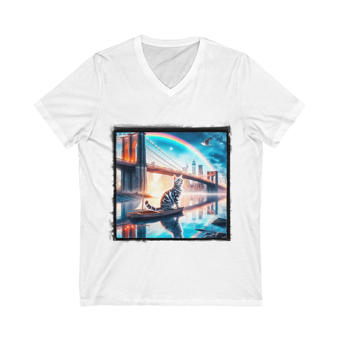 American Shorthair bridge Jersey Short Sleeve V-Neck Tee