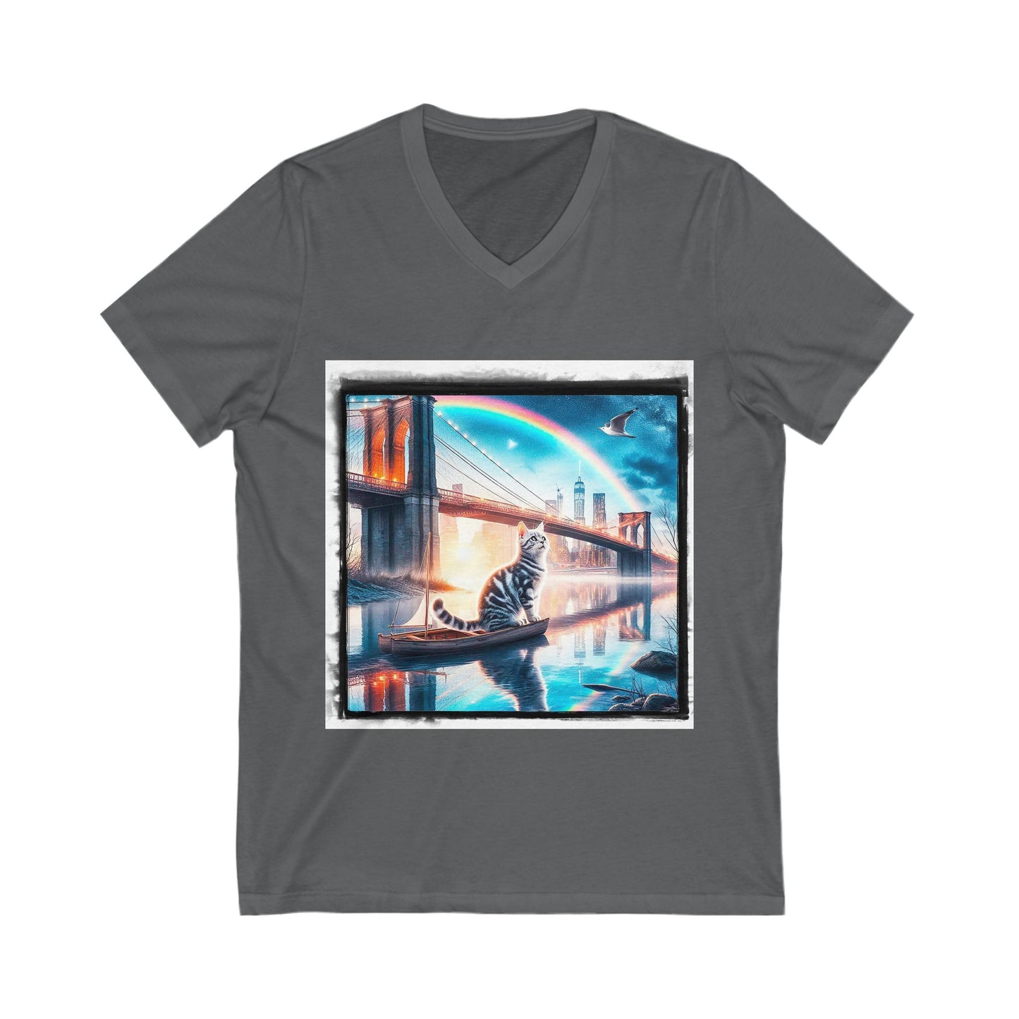 American Shorthair bridge Jersey Short Sleeve V-Neck Tee