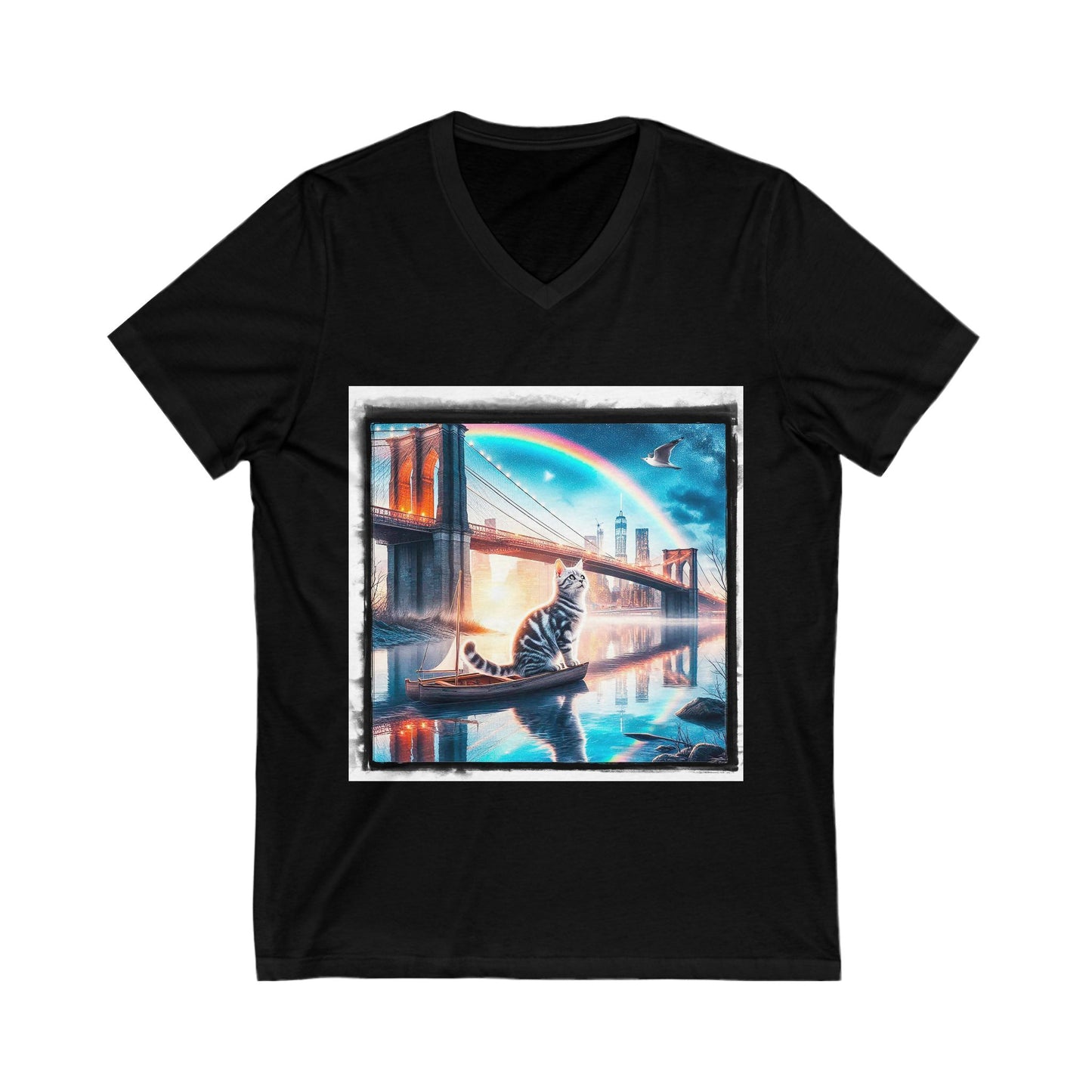 American Shorthair bridge Jersey Short Sleeve V-Neck Tee