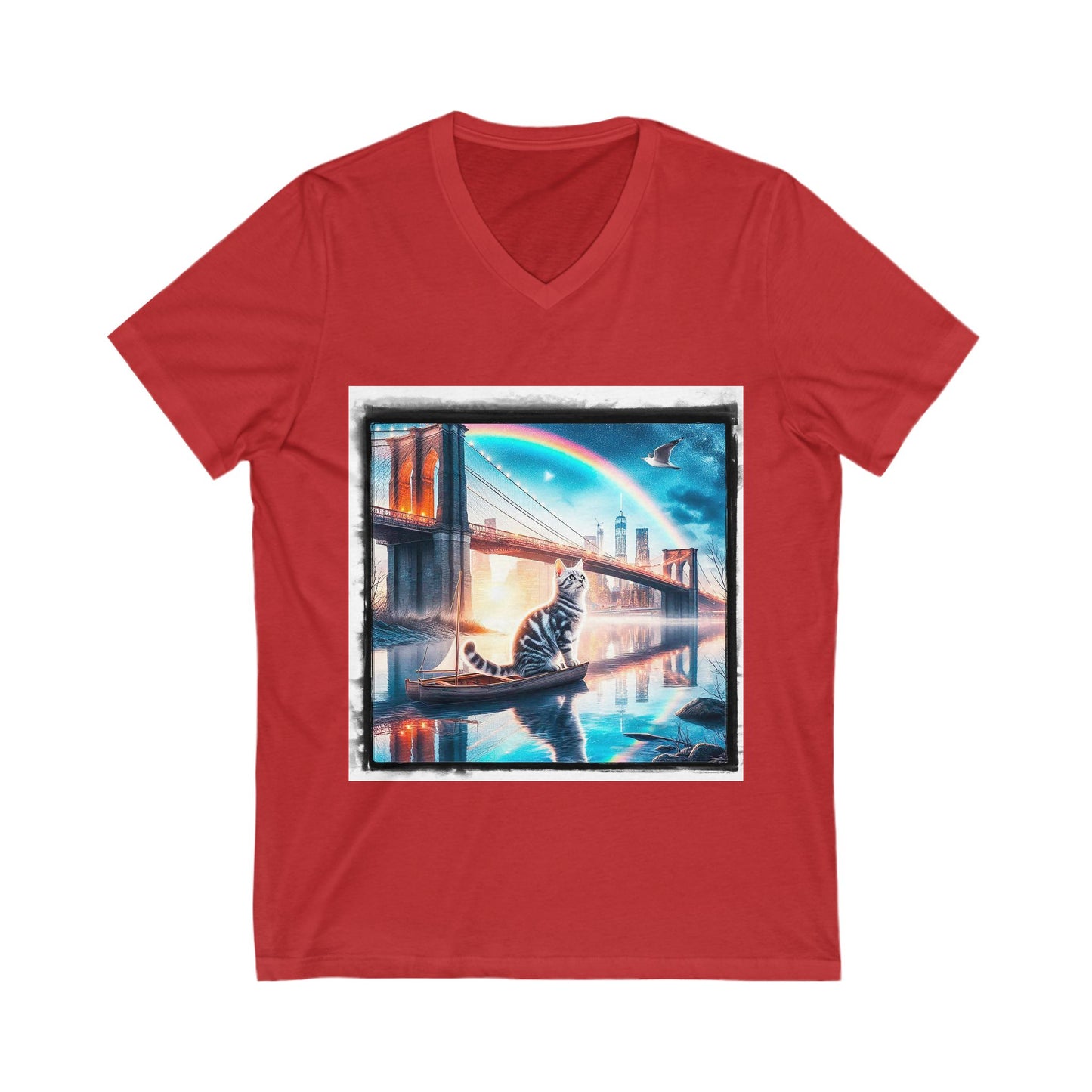 American Shorthair bridge Jersey Short Sleeve V-Neck Tee