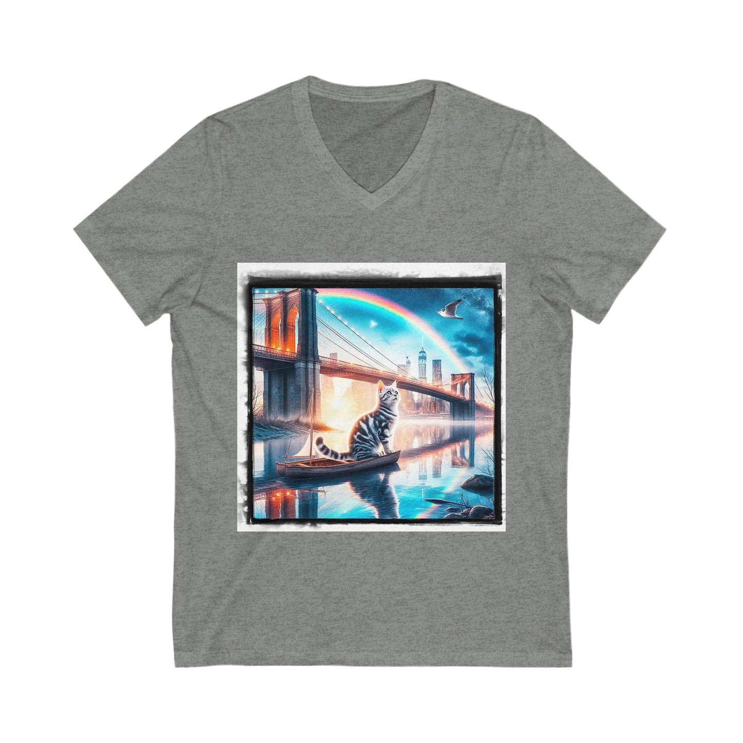 American Shorthair bridge Jersey Short Sleeve V-Neck Tee
