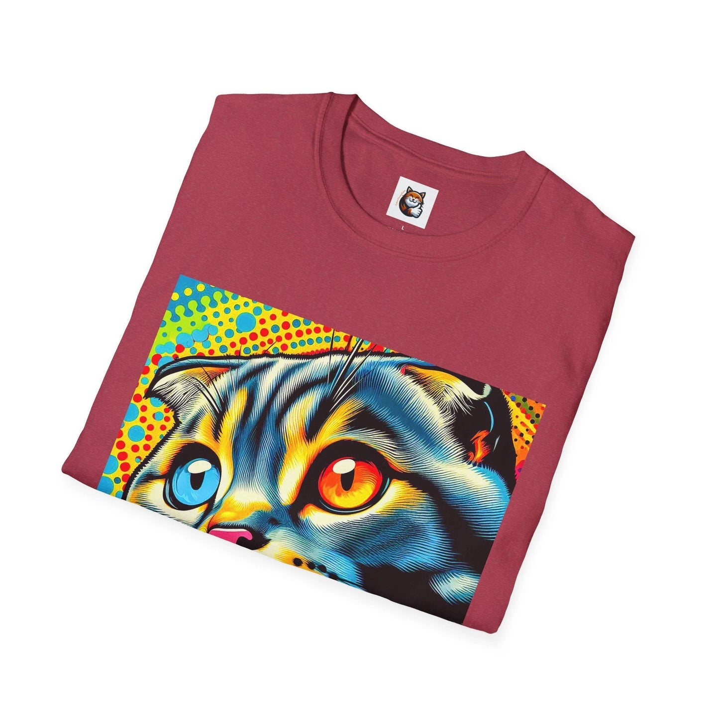 Scottish Fold Cat yellow comic book shirt by Printify