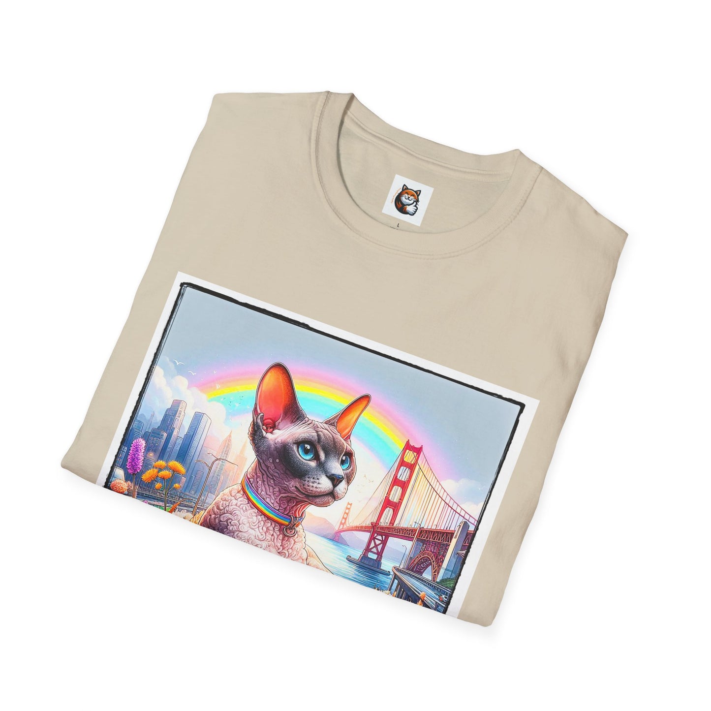 Devon Rex Cat rainbow Softstyle T-Shirt
