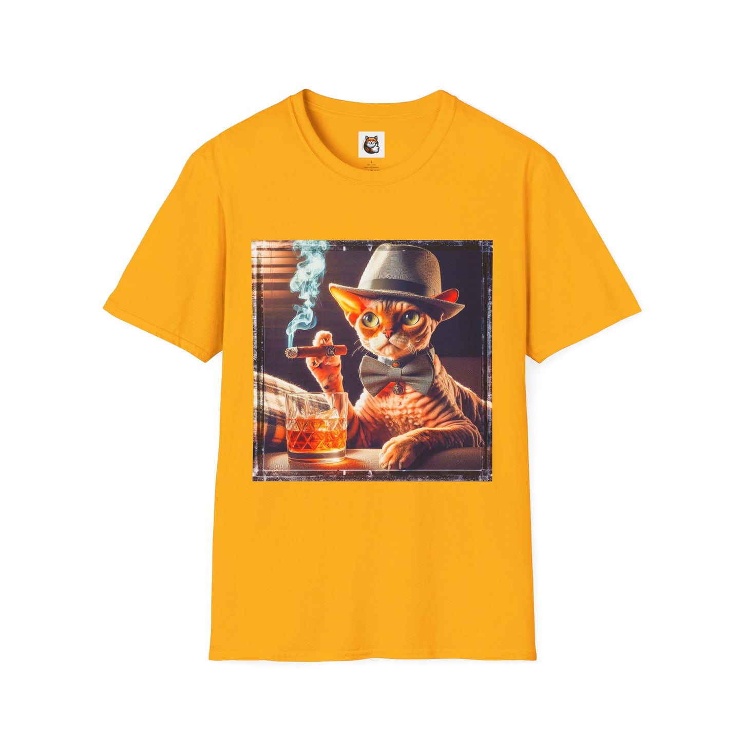 Devon Rex Cat whiskey drinker Softstyle T-Shirt