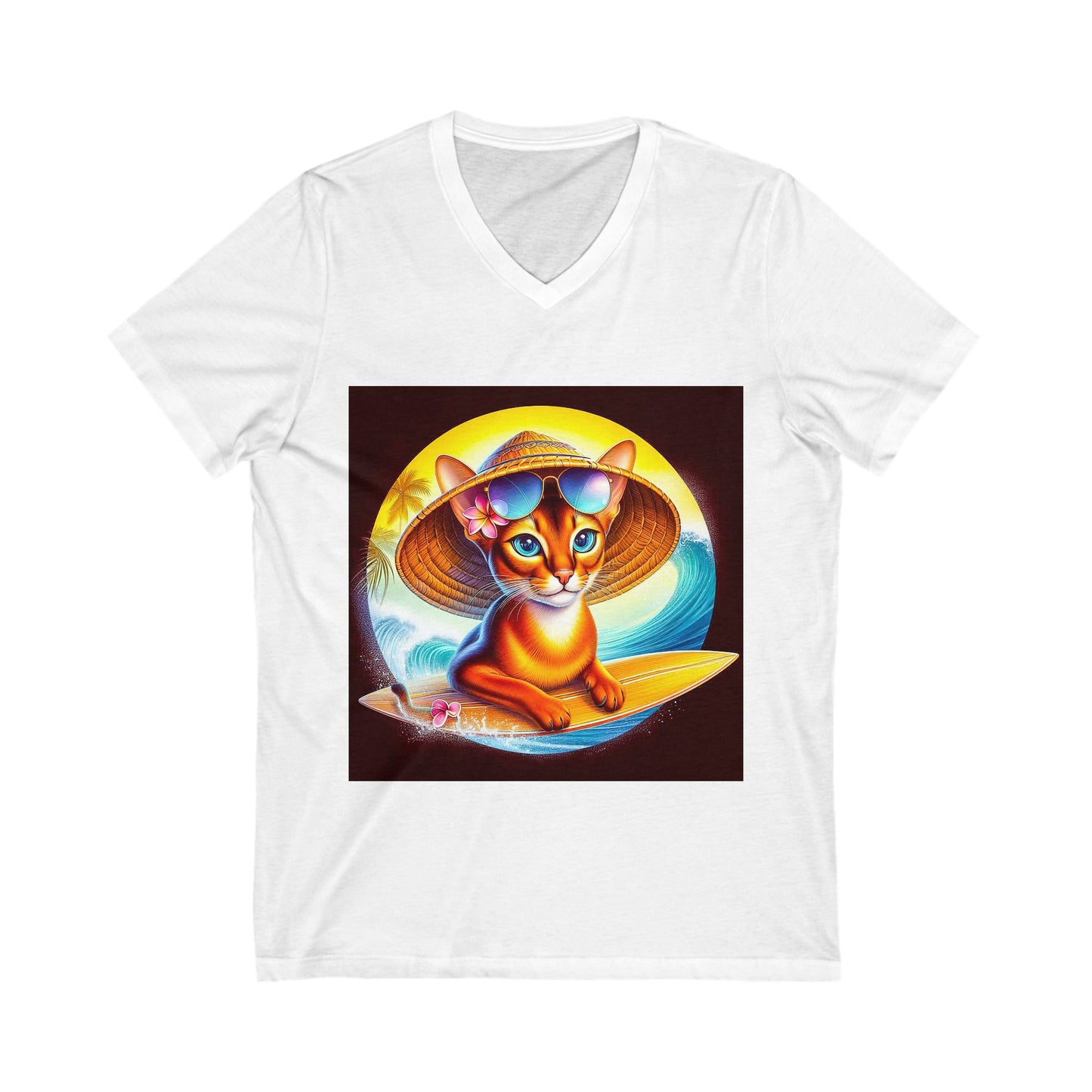 Abyssinian surfing baby Jersey Short Sleeve V-Neck Tee