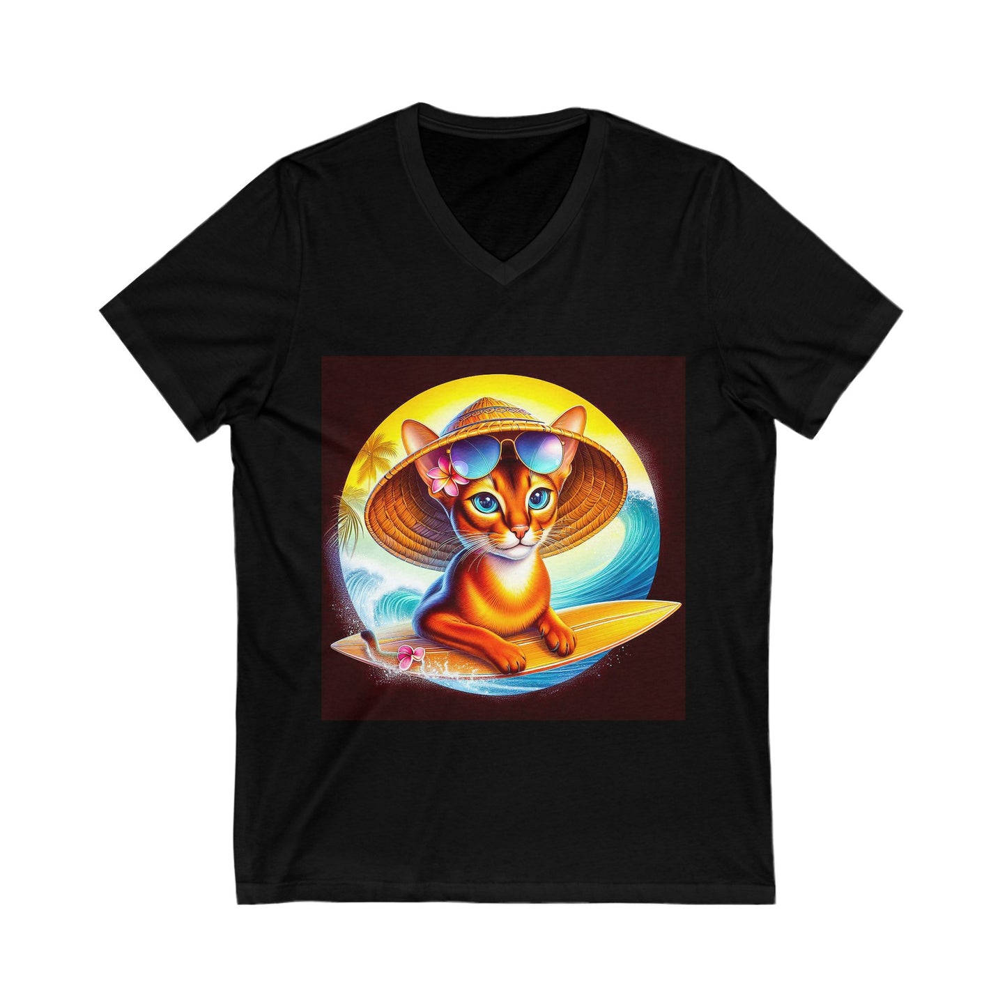 Abyssinian surfing baby Jersey Short Sleeve V-Neck Tee