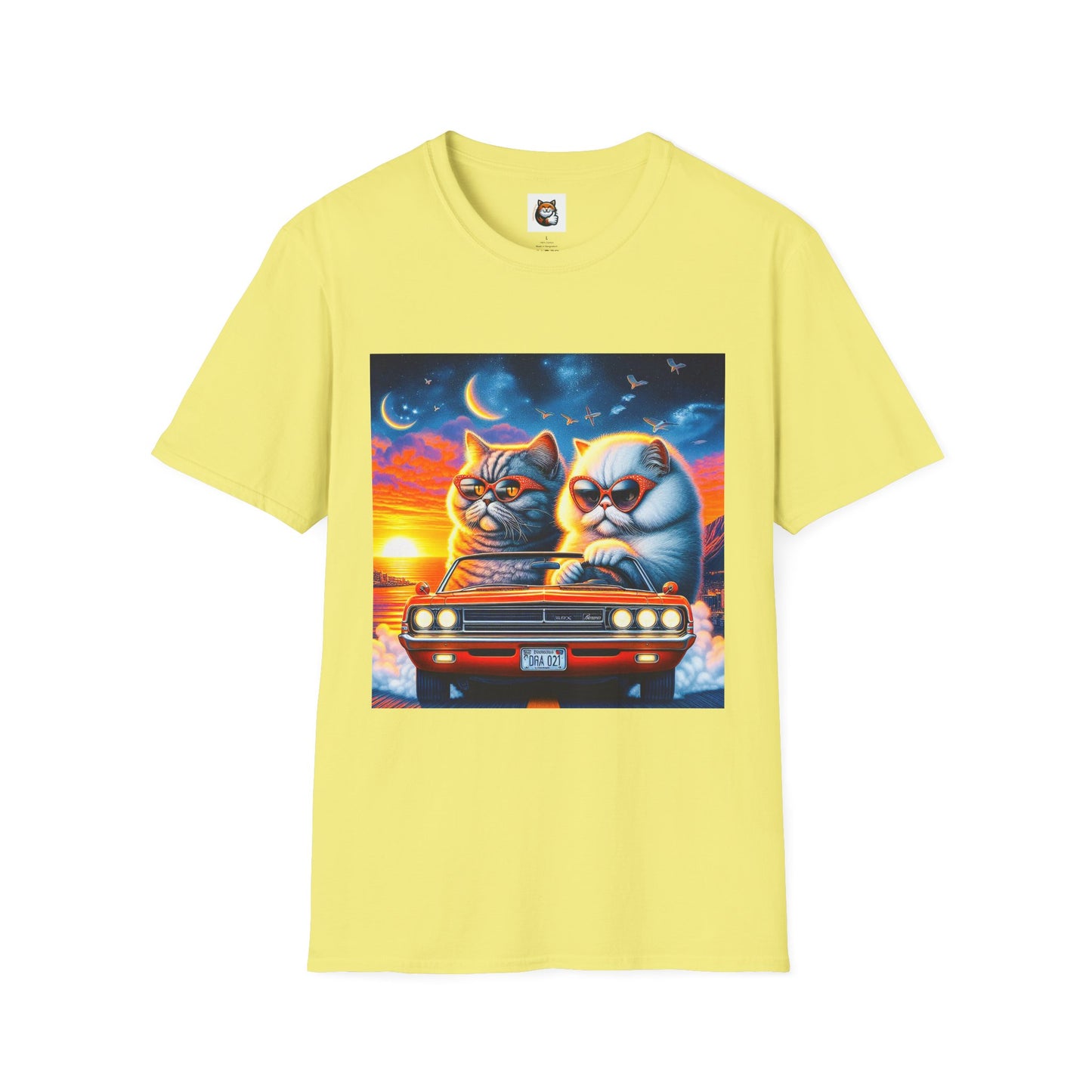 Selkirk Rex Cat T-Shirt sunset driving