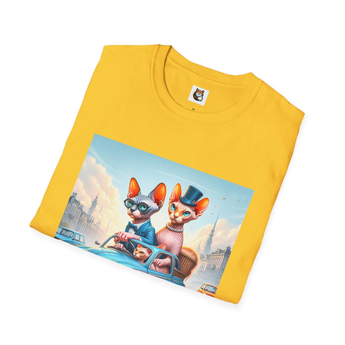 Wacky Sphynx Cat blue car