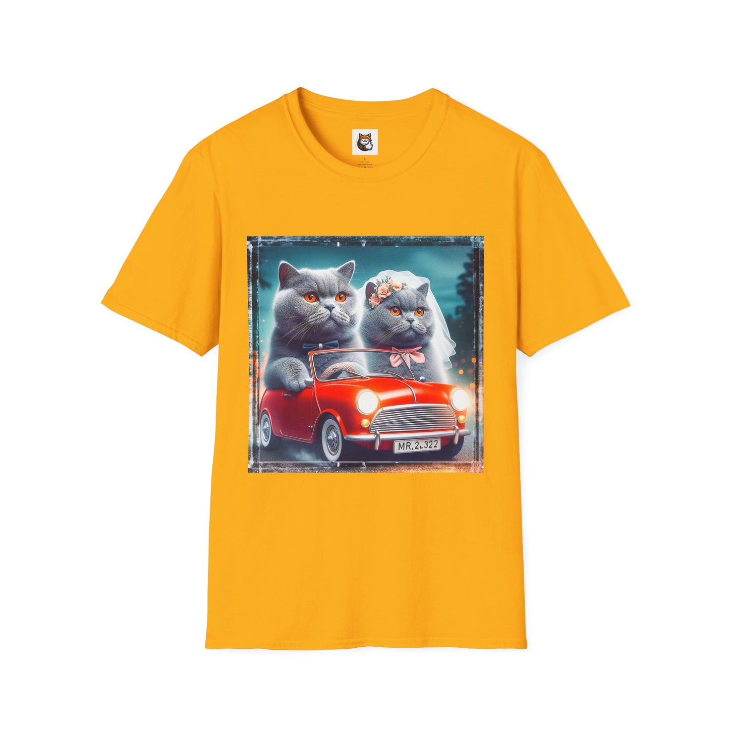 Wacky British Shorthair tiny red car Softstyle T-Shirt