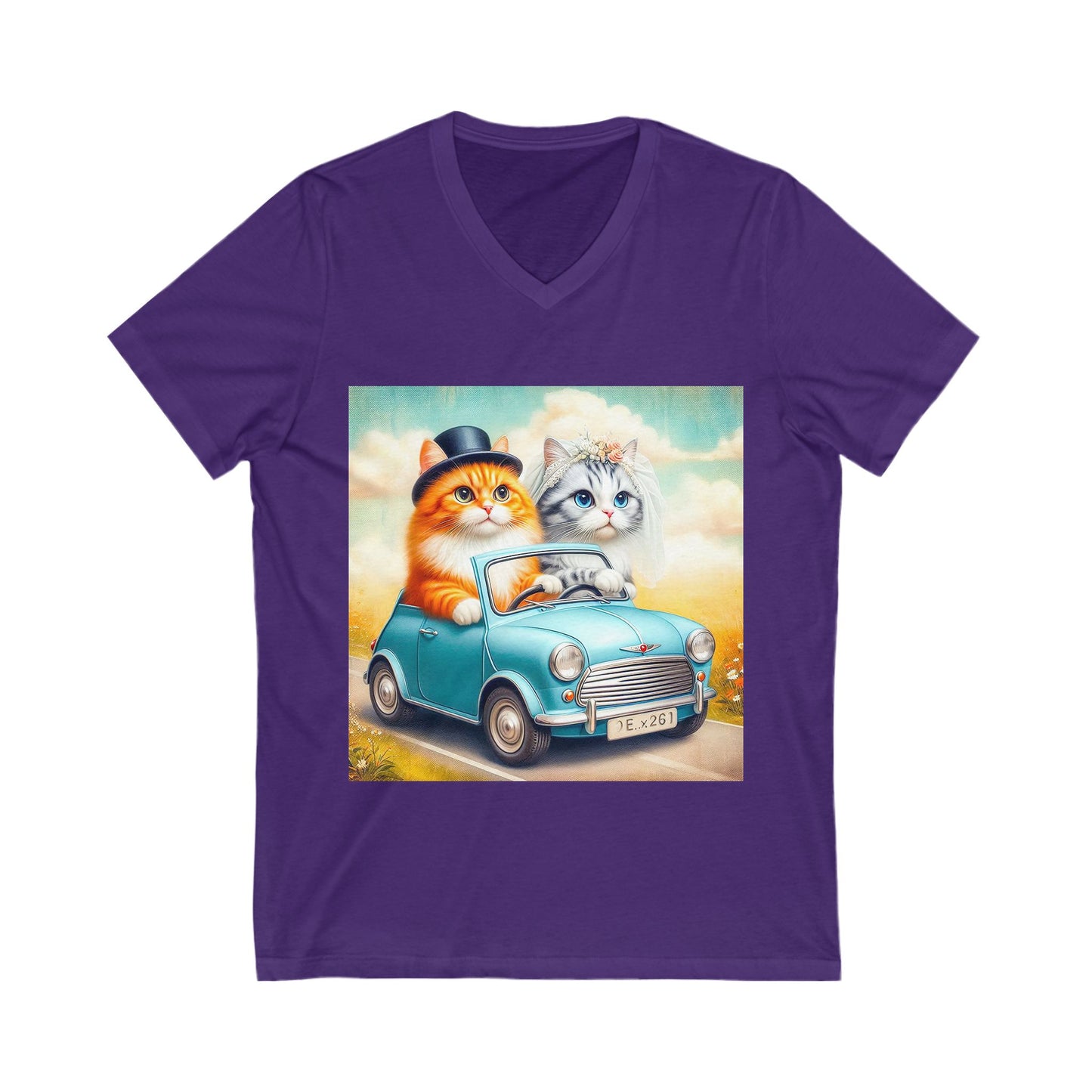 Wacky Domestic Cat Unisex Jersey Short Sleeve V-Neck Tee