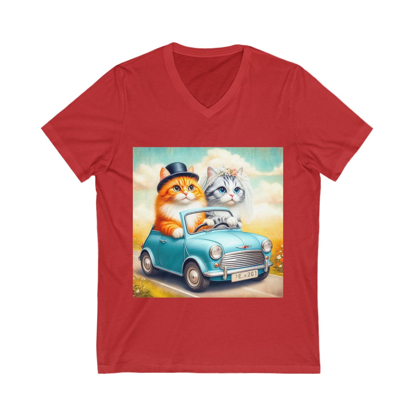 Wacky Domestic Cat Unisex Jersey Short Sleeve V-Neck Tee