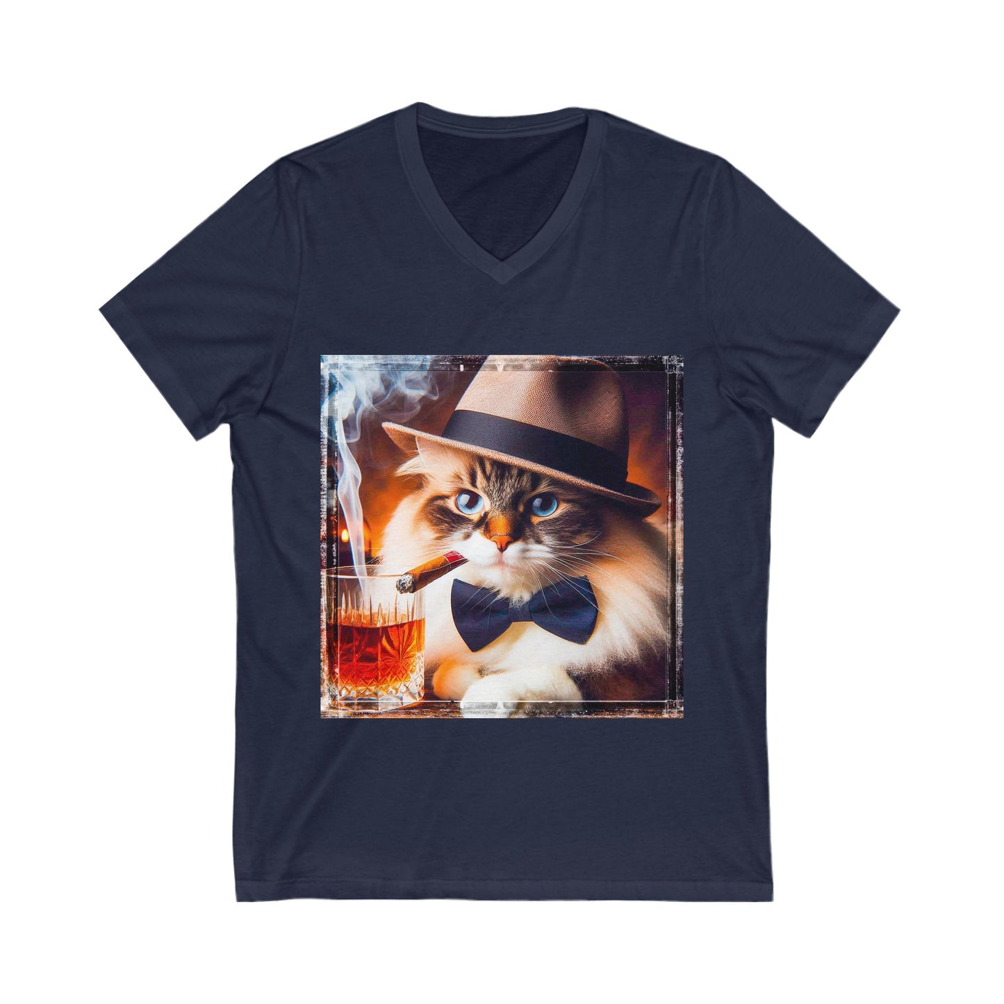 Ragdoll Cat Unisex Jersey Short Sleeve V-Neck Tee