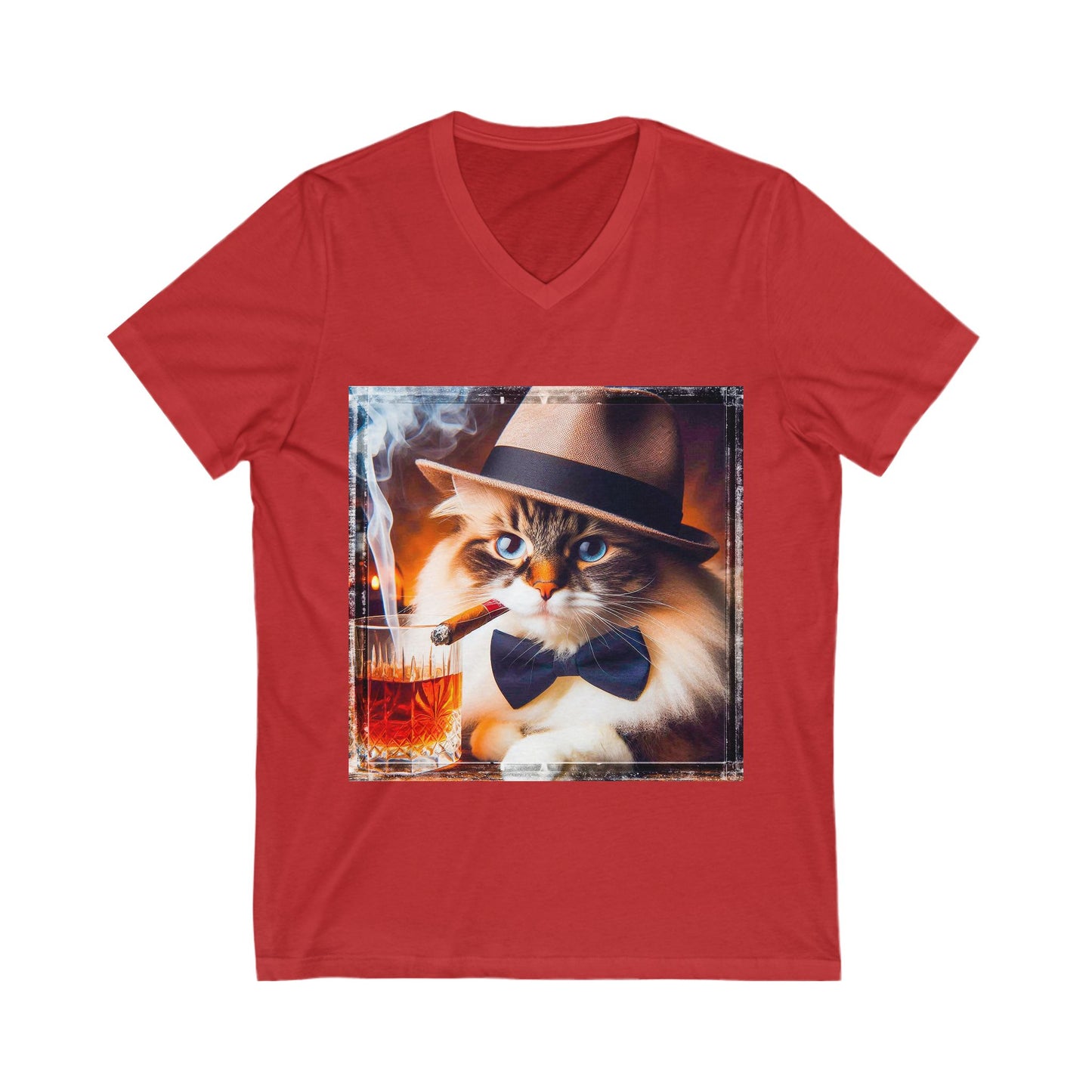 Ragdoll Cat Unisex Jersey Short Sleeve V-Neck Tee