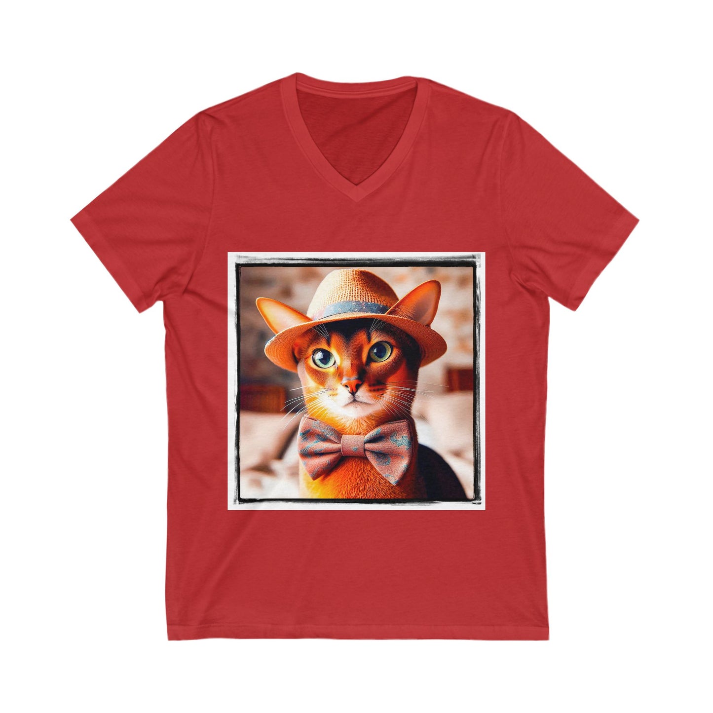 Abyssinian hat and tie Jersey Short Sleeve V-Neck Tee
