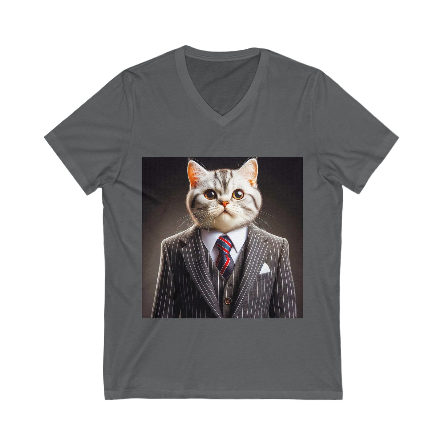 American Shorthair business attire Jersey Short Sleeve V-Neck Tee