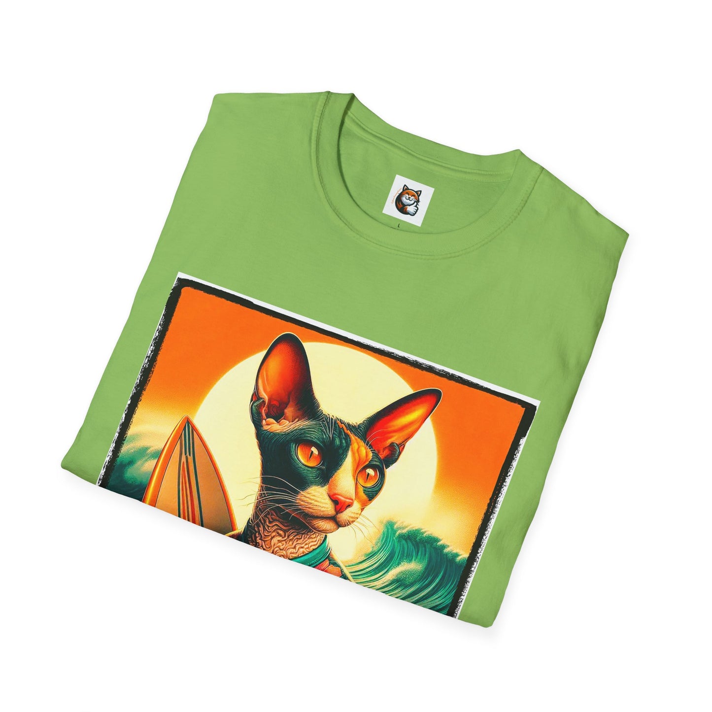 Cornish Rex Cat crashing waves T-Shirt