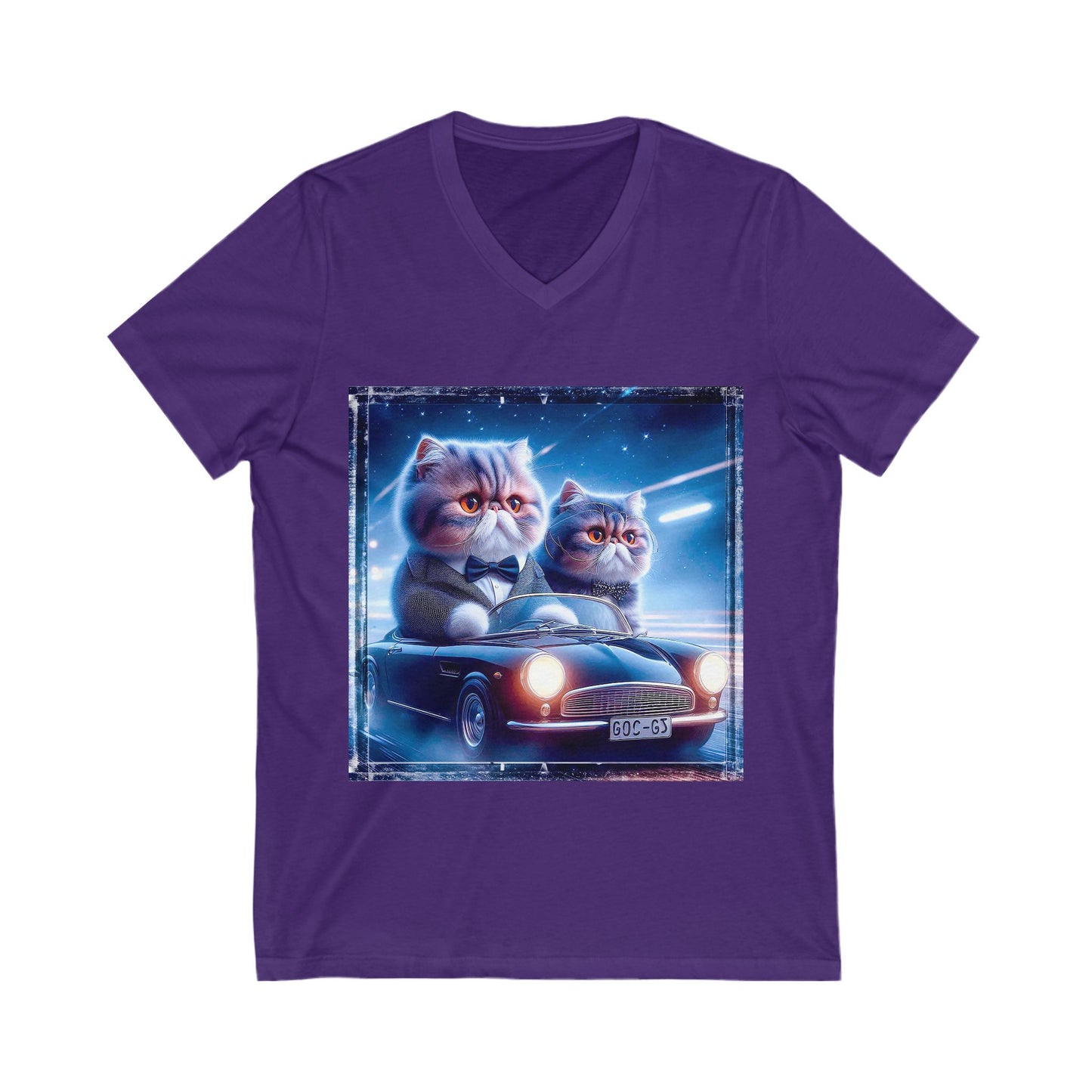 Wacky Exotic Shorthair Cat Unisex Jersey Short Sleeve V-Neck Tee