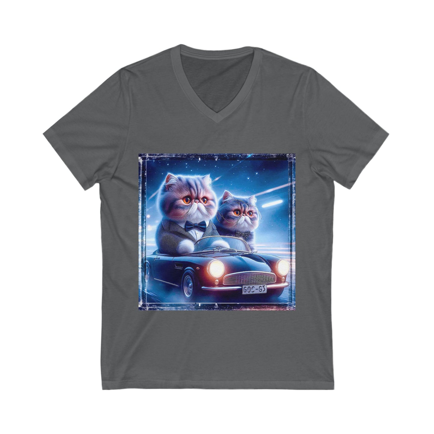 Wacky Exotic Shorthair Cat Unisex Jersey Short Sleeve V-Neck Tee