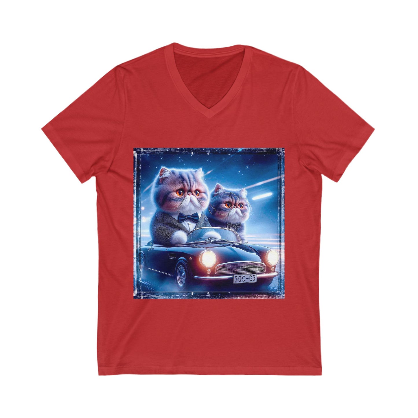 Wacky Exotic Shorthair Cat Unisex Jersey Short Sleeve V-Neck Tee