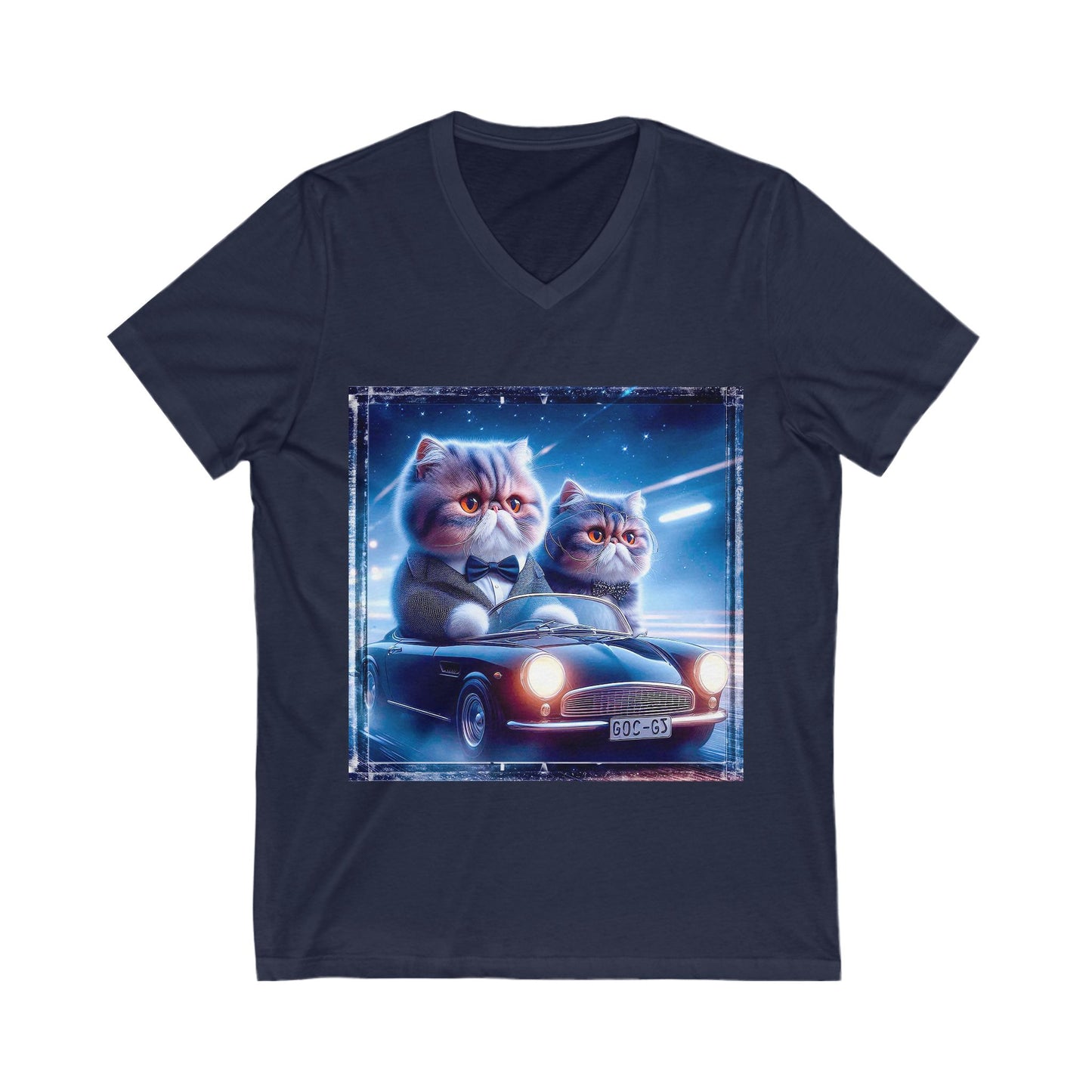 Wacky Exotic Shorthair Cat Unisex Jersey Short Sleeve V-Neck Tee