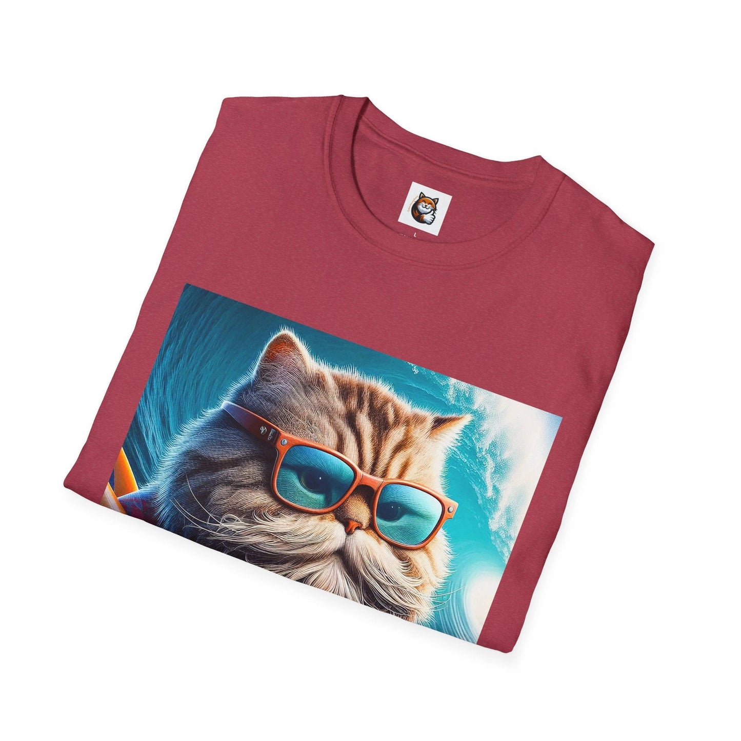 Selkirk Rex Cat T-Shirt old guy surfer by Printify