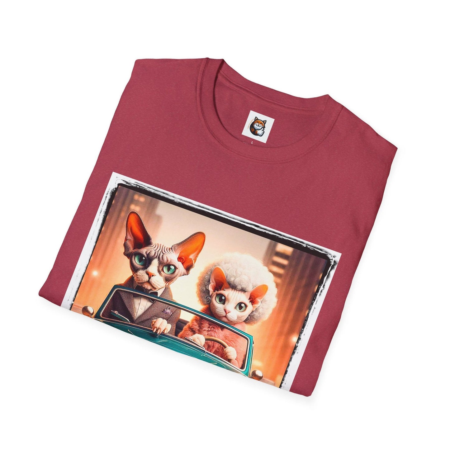 Wacky Devon Rex car fun Unisex Softstyle T-Shirt by Printify