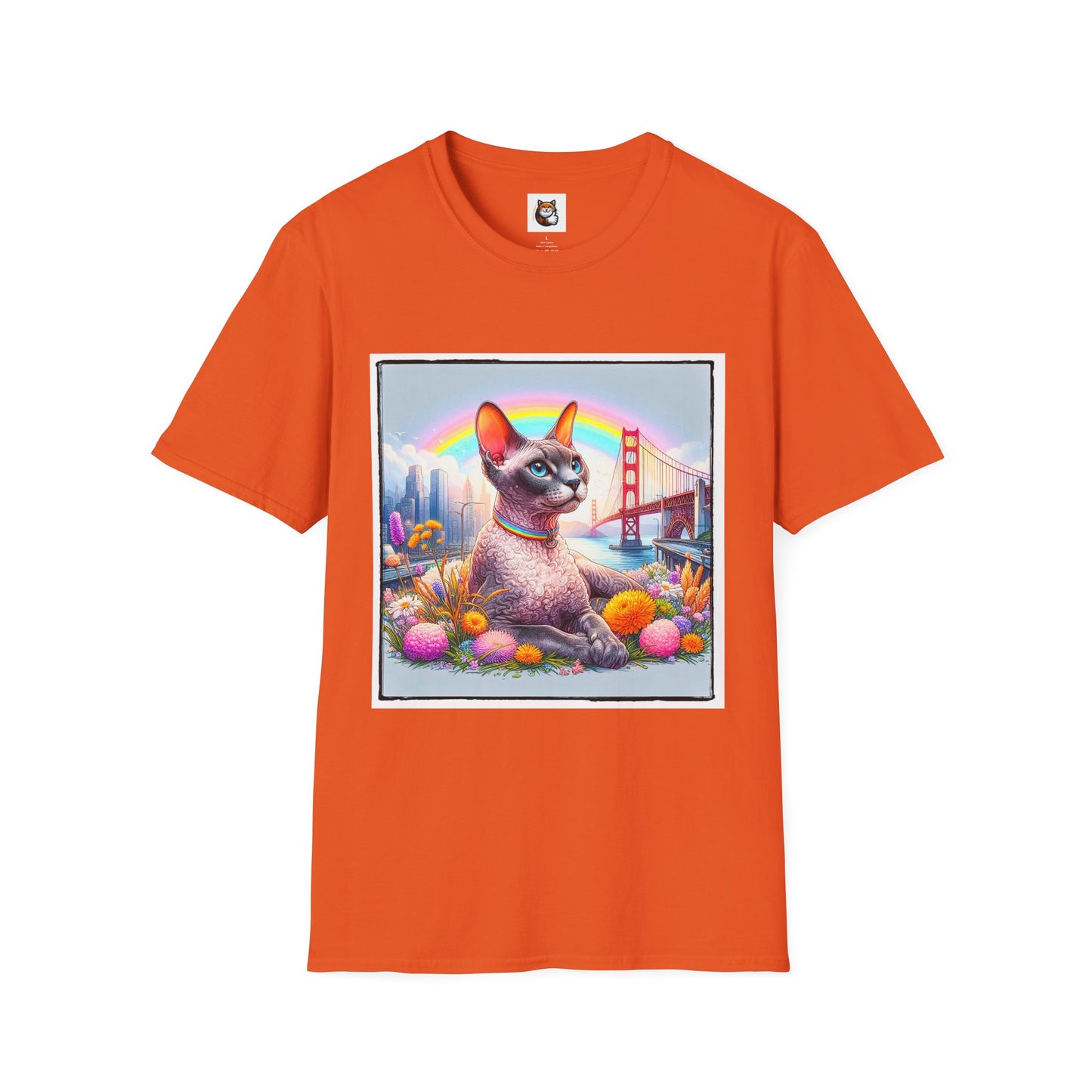 Devon Rex Cat rainbow Softstyle T-Shirt