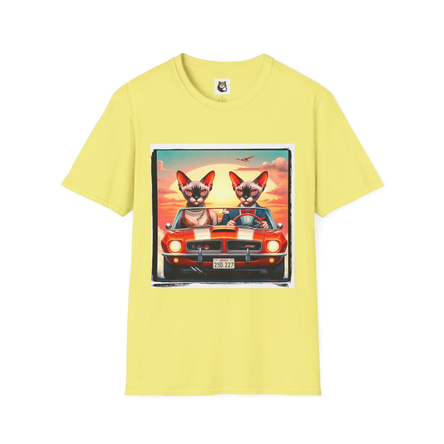 Wacky Devon Rex vintage car Unisex Softstyle T-Shirt