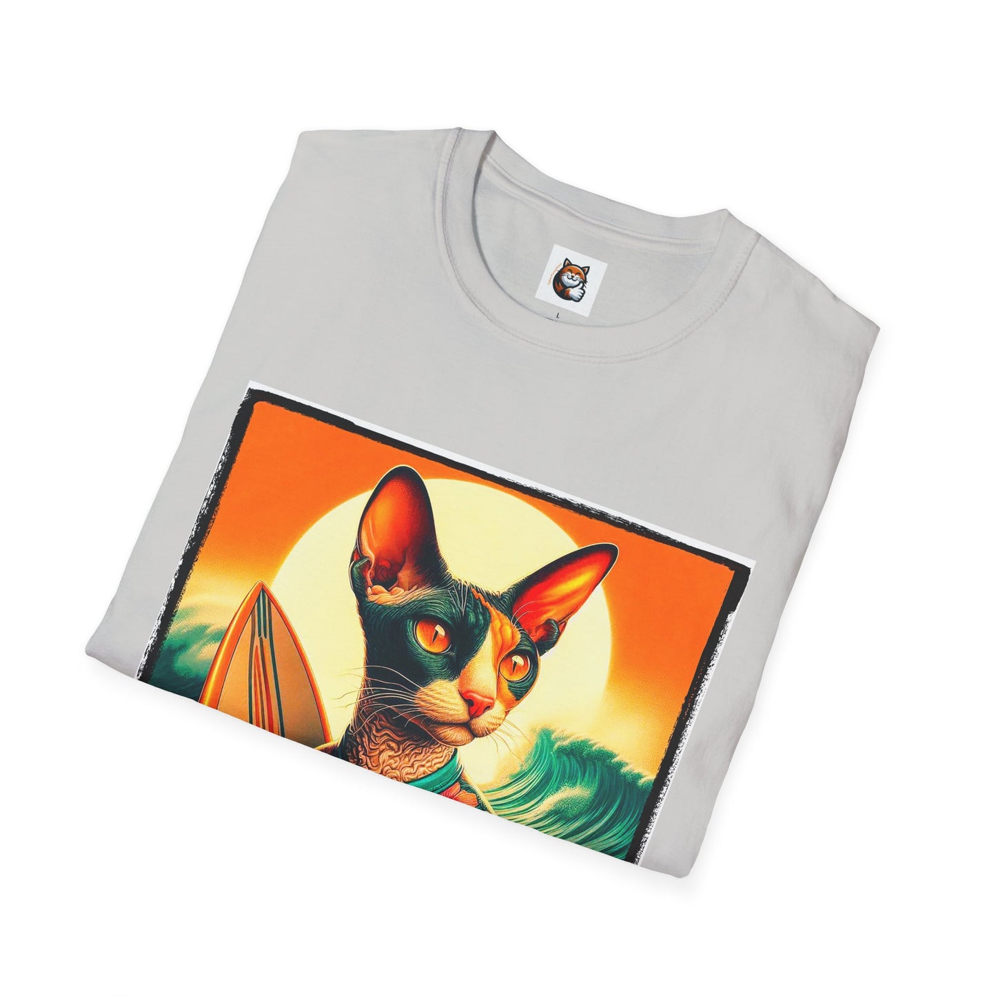 Cornish Rex Cat crashing waves T-Shirt