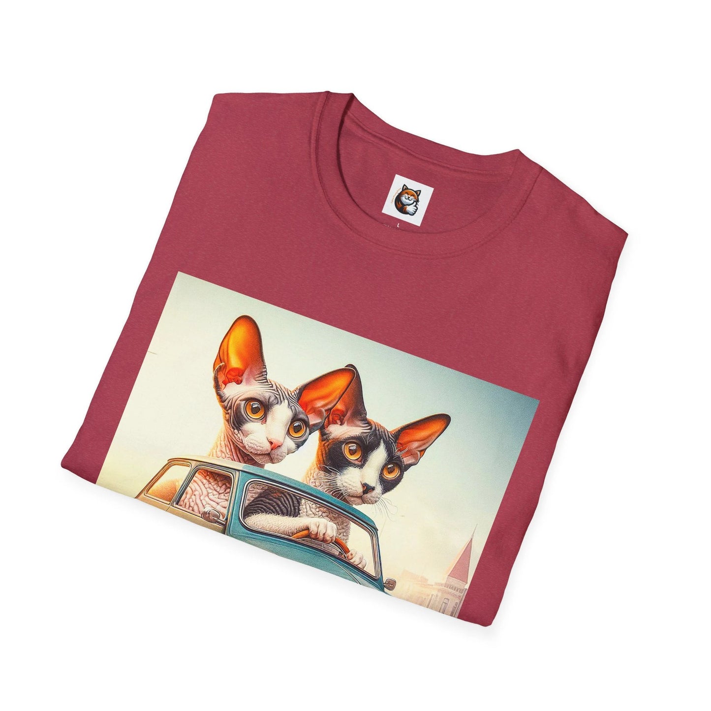 Wacky Cornish Rex Cat tiny car T-Shirt by Printify