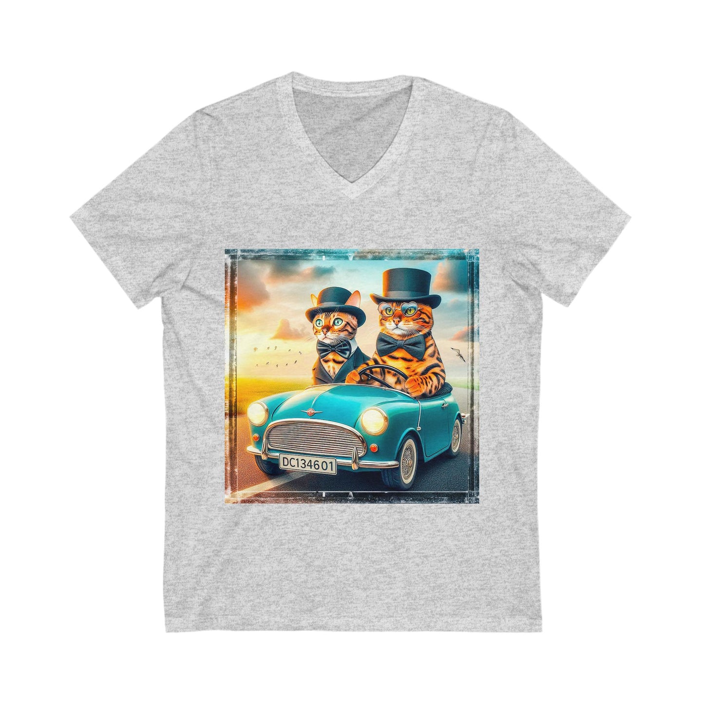 Wacky Bengal hat and bow tie Short Sleeve V-Neck Tee