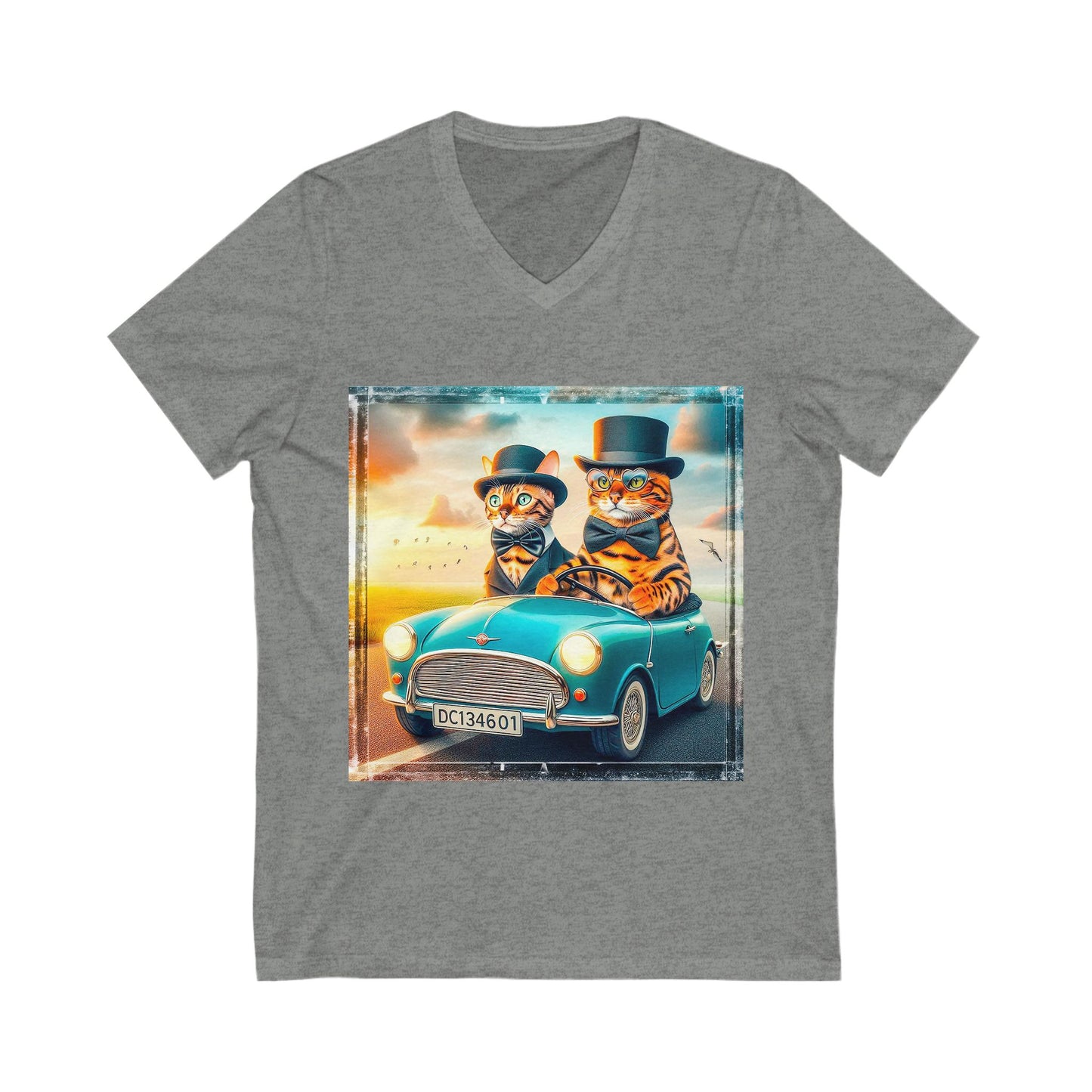 Wacky Bengal hat and bow tie Short Sleeve V-Neck Tee
