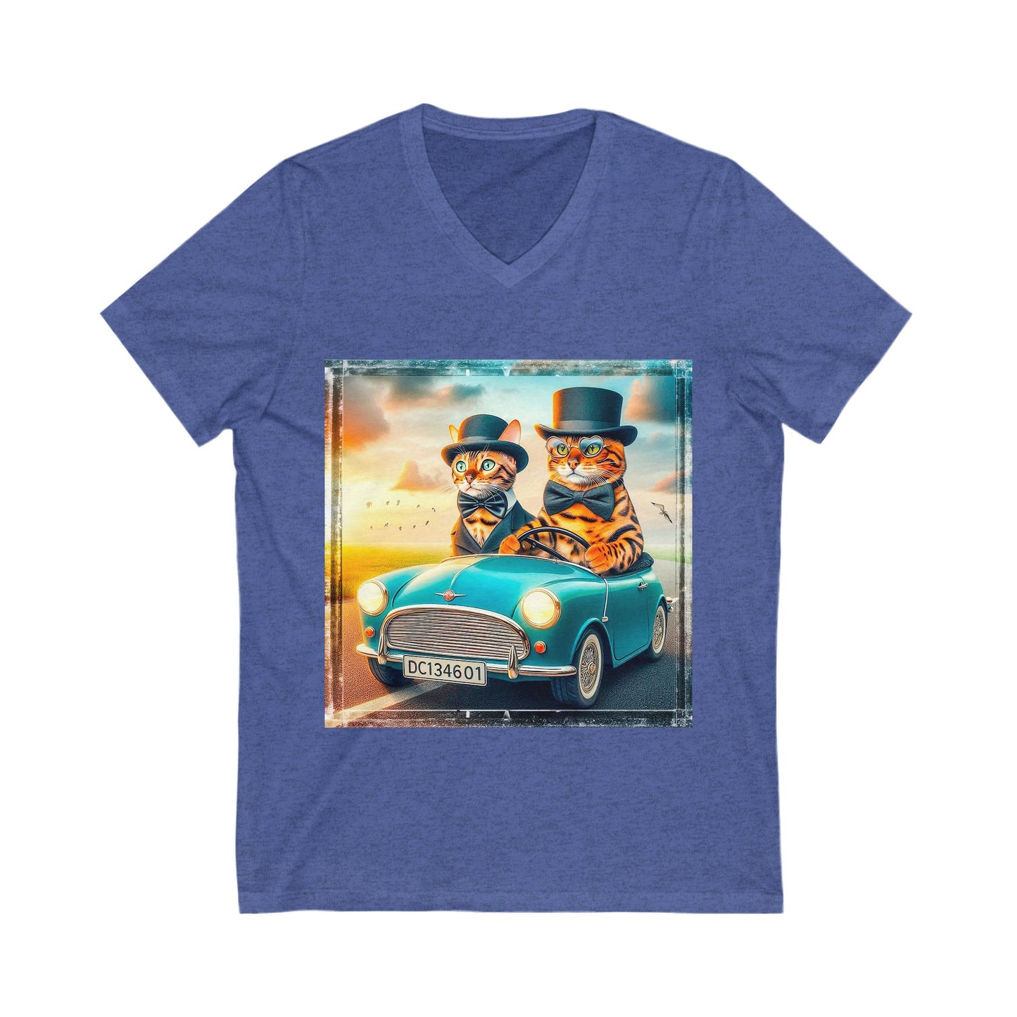 Wacky Bengal hat and bow tie Short Sleeve V-Neck Tee