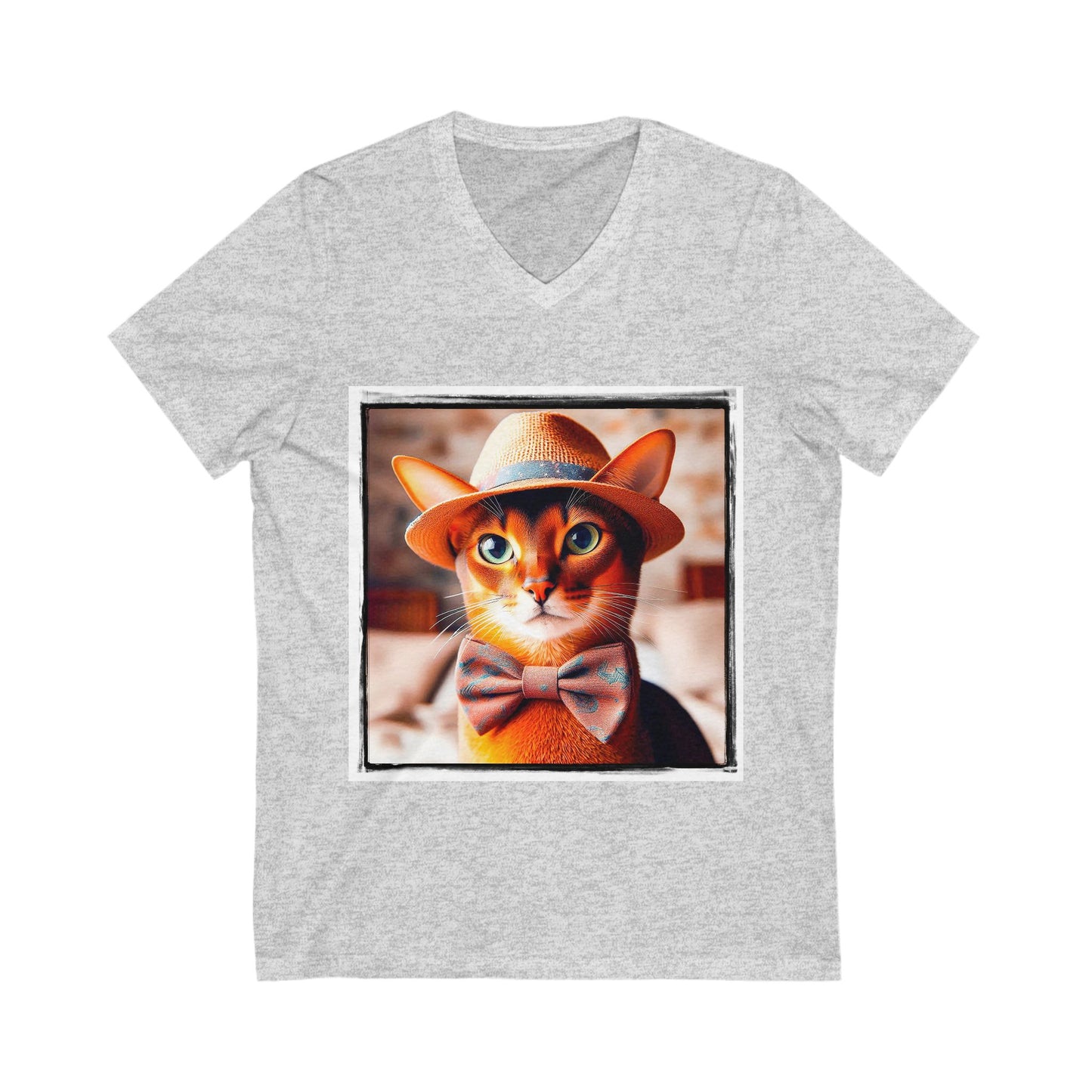 Abyssinian hat and tie Jersey Short Sleeve V-Neck Tee