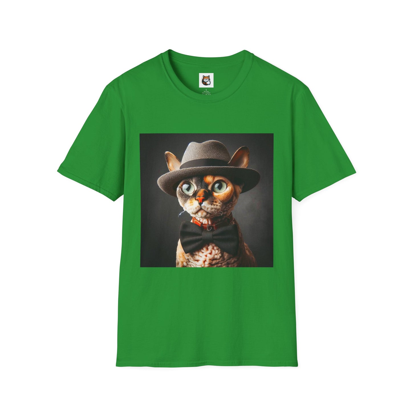 Devon Rex Cat hat and tie Softstyle T-Shirt