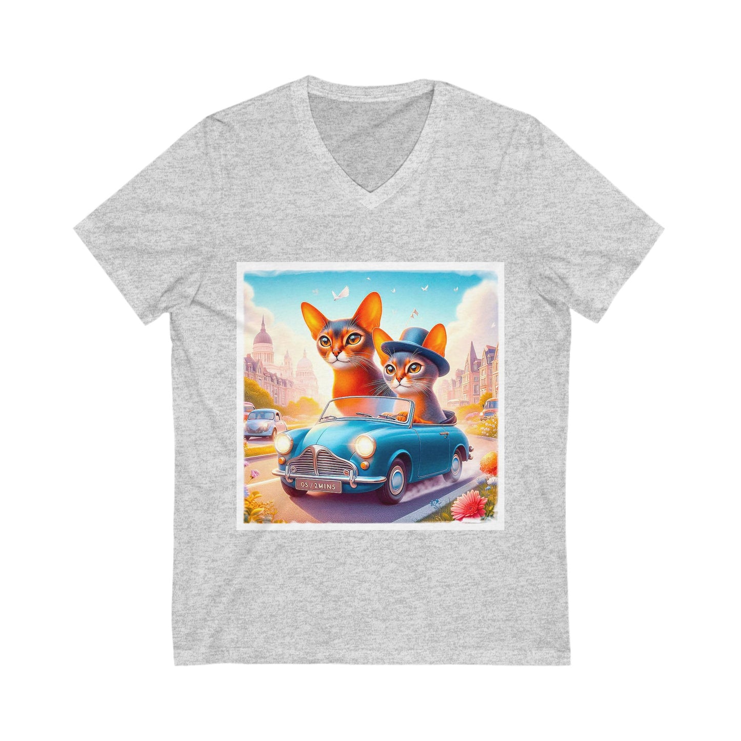 Wacky blue car Unisex Jersey Short Sleeve V-Neck Tee