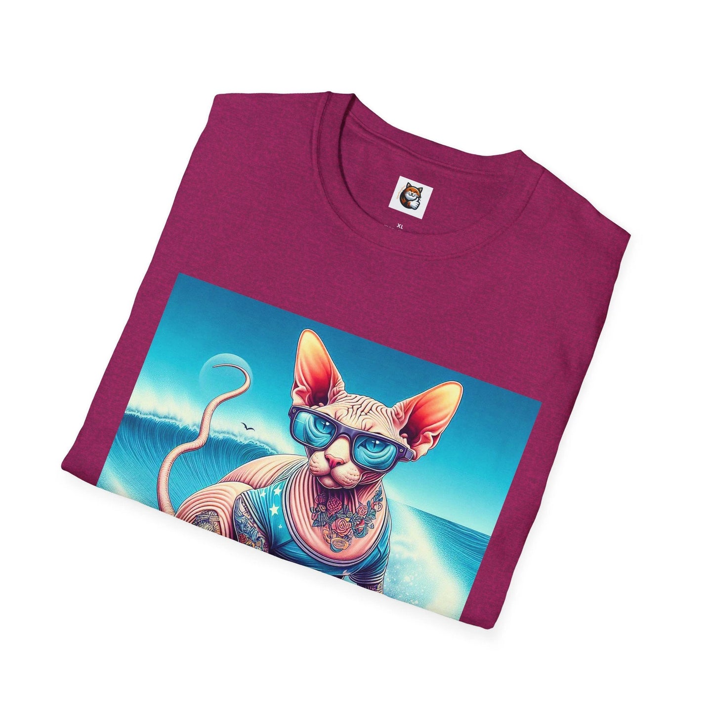 Sphynx Cat surfing beauty shirt by Printify