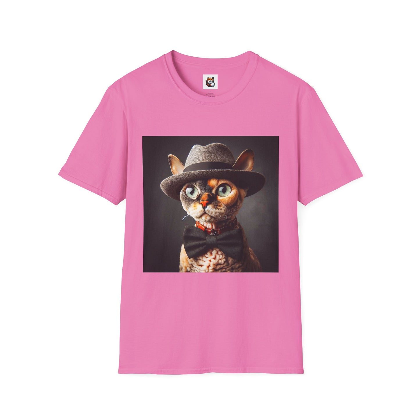 Devon Rex Cat hat and tie Softstyle T-Shirt