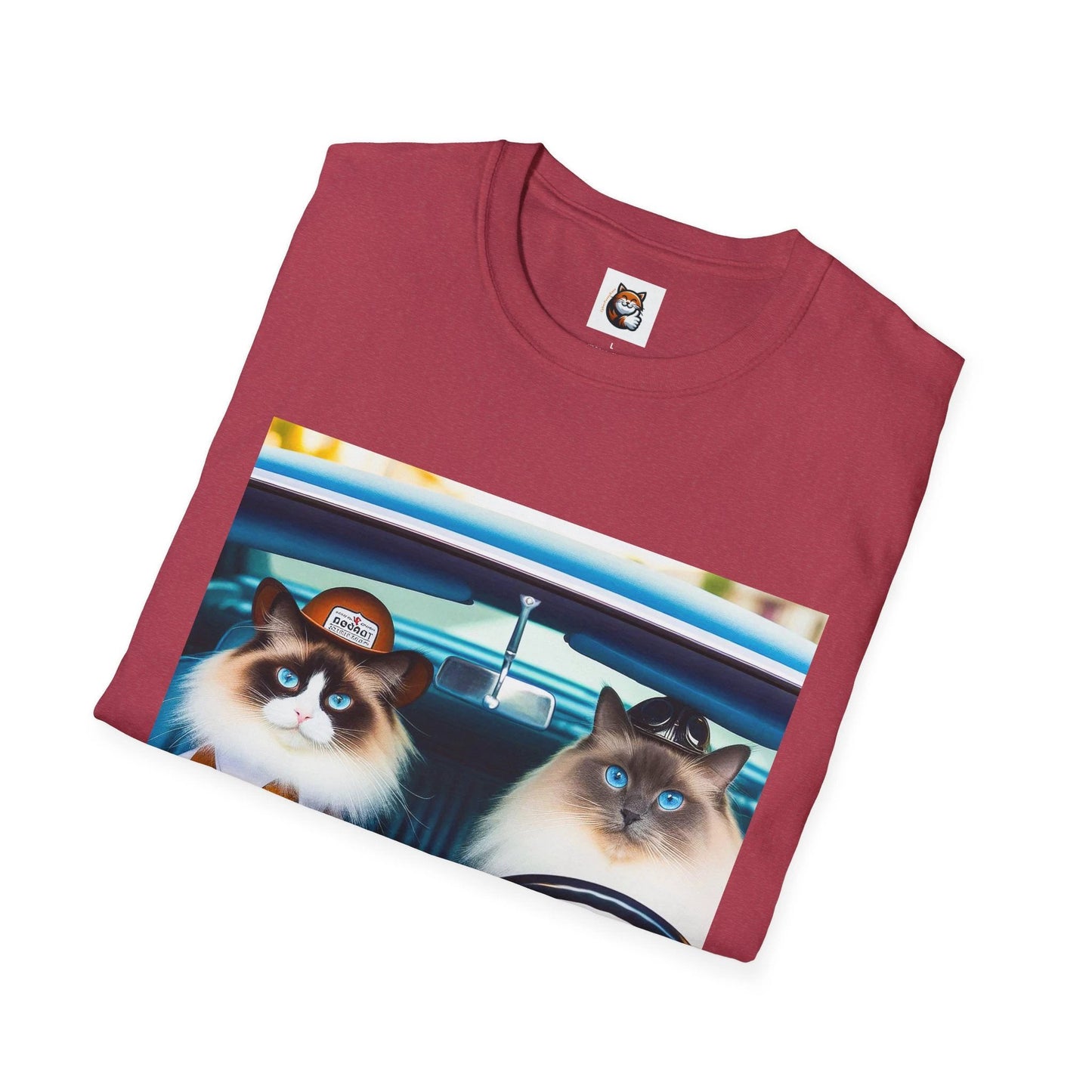 Wacky Ragdoll fun couple driving T-Shirt by Printify