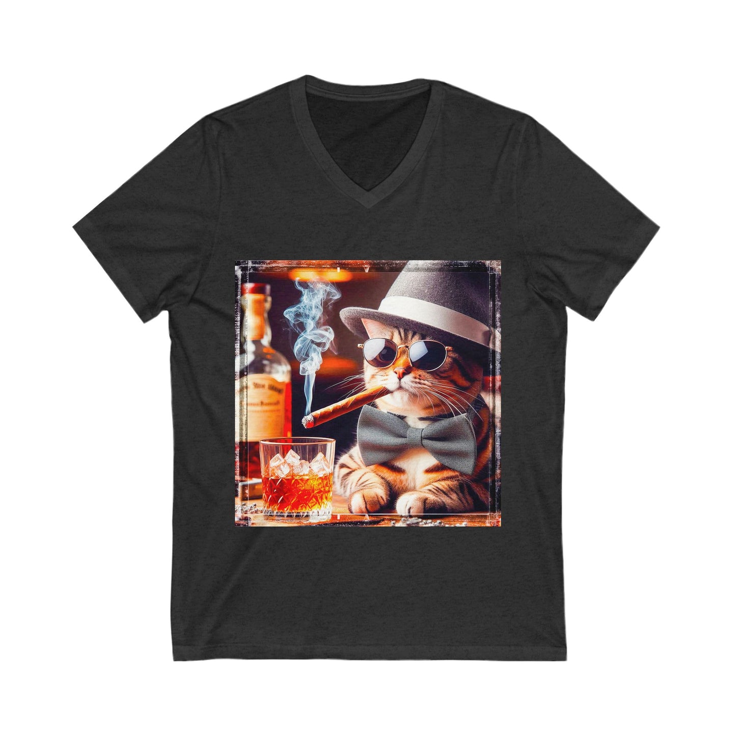 American Shorthair cigars Jersey Short Sleeve V-Neck Tee