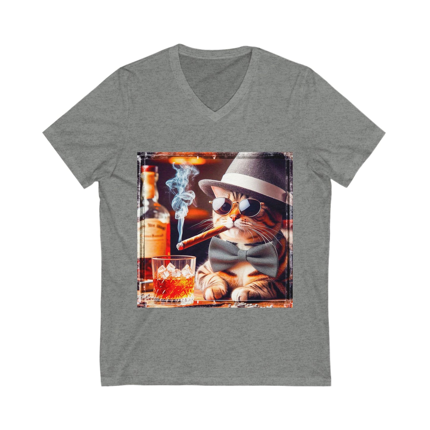 American Shorthair cigars Jersey Short Sleeve V-Neck Tee