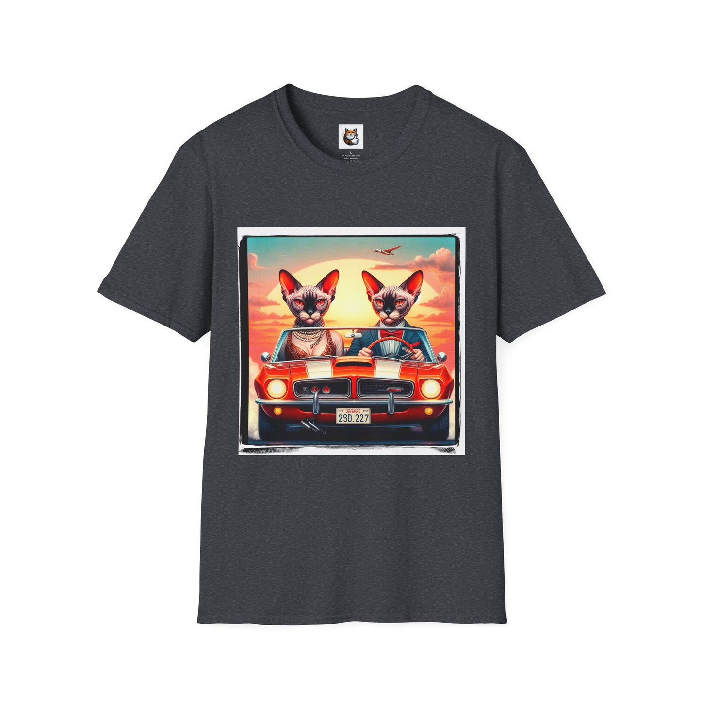 Wacky Devon Rex vintage car Unisex Softstyle T-Shirt
