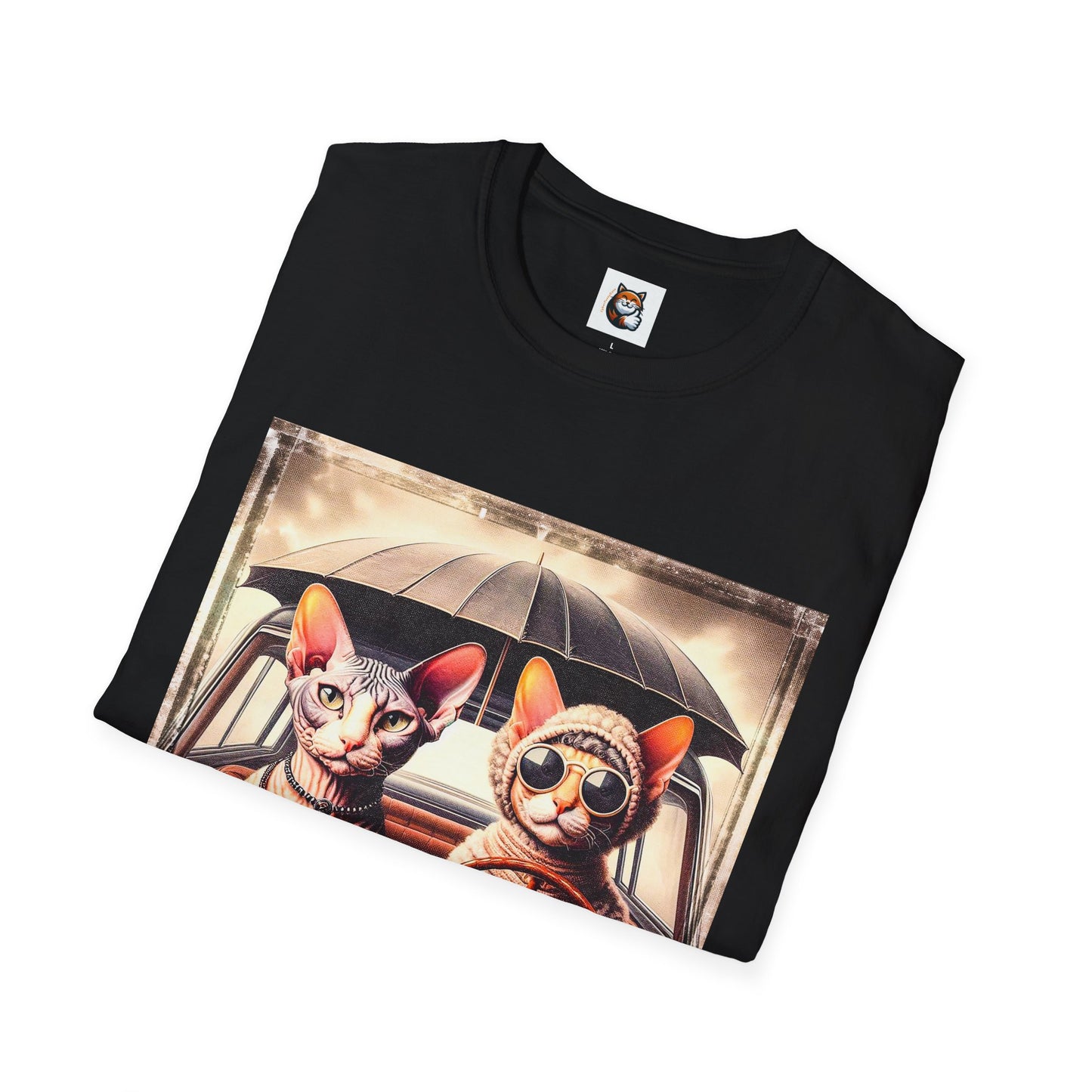 Wacky Cornish Rex Cat couple driving T-Shirt