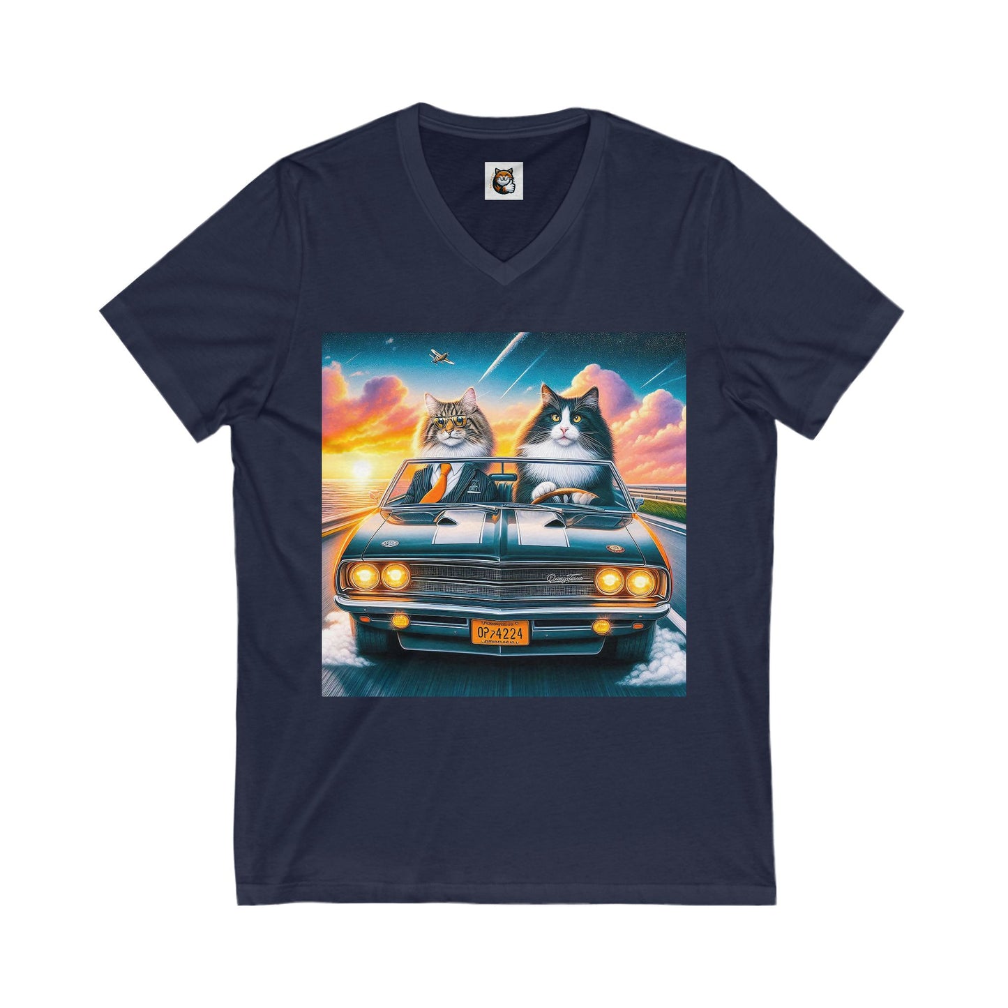 Wacky Norwegian Forest Cat Unisex Jersey Short Sleeve V-Neck Tee