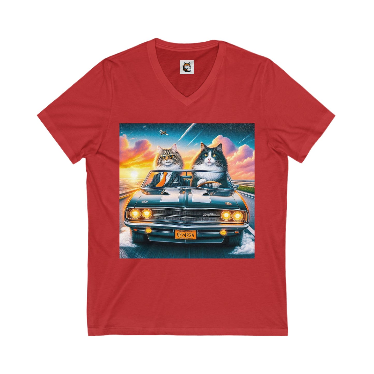 Wacky Norwegian Forest Cat Unisex Jersey Short Sleeve V-Neck Tee