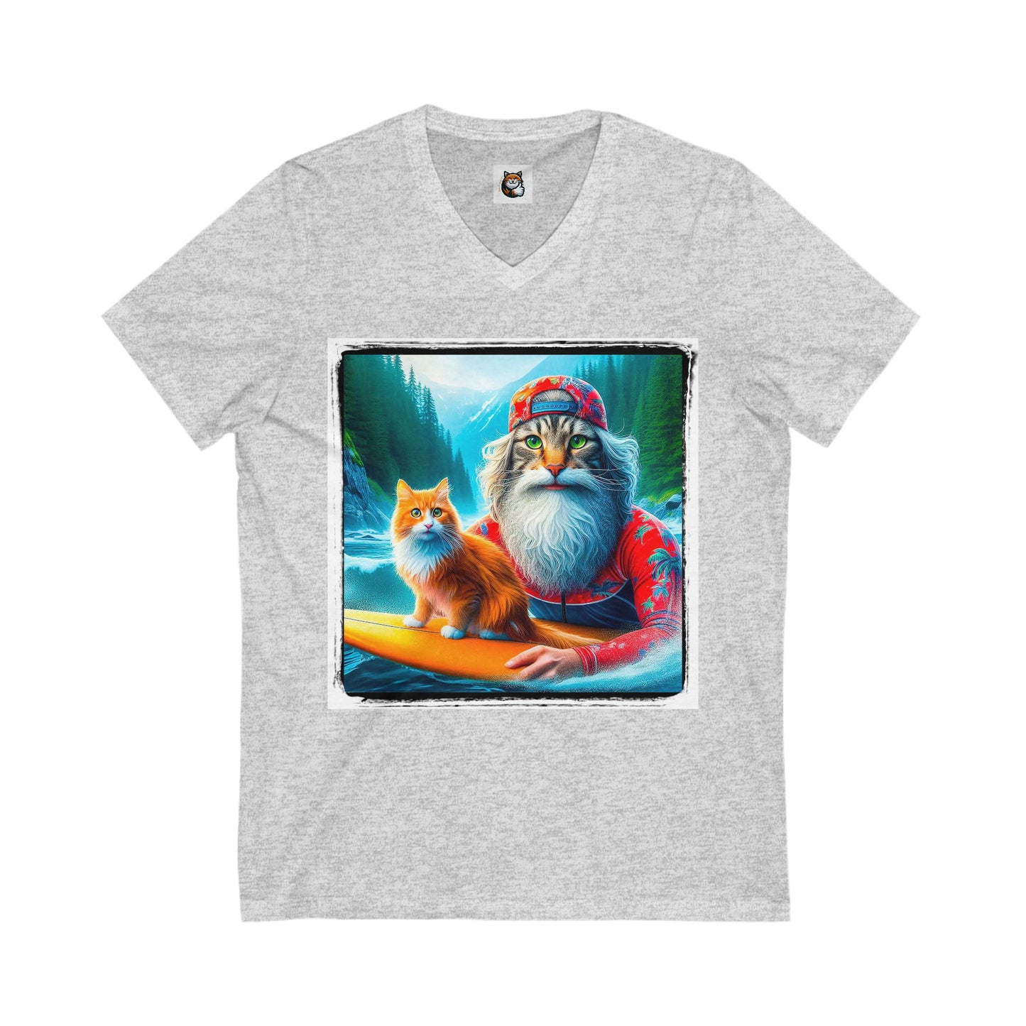 Norwegian Forest Cat Unisex Jersey Short Sleeve V-Neck Tee