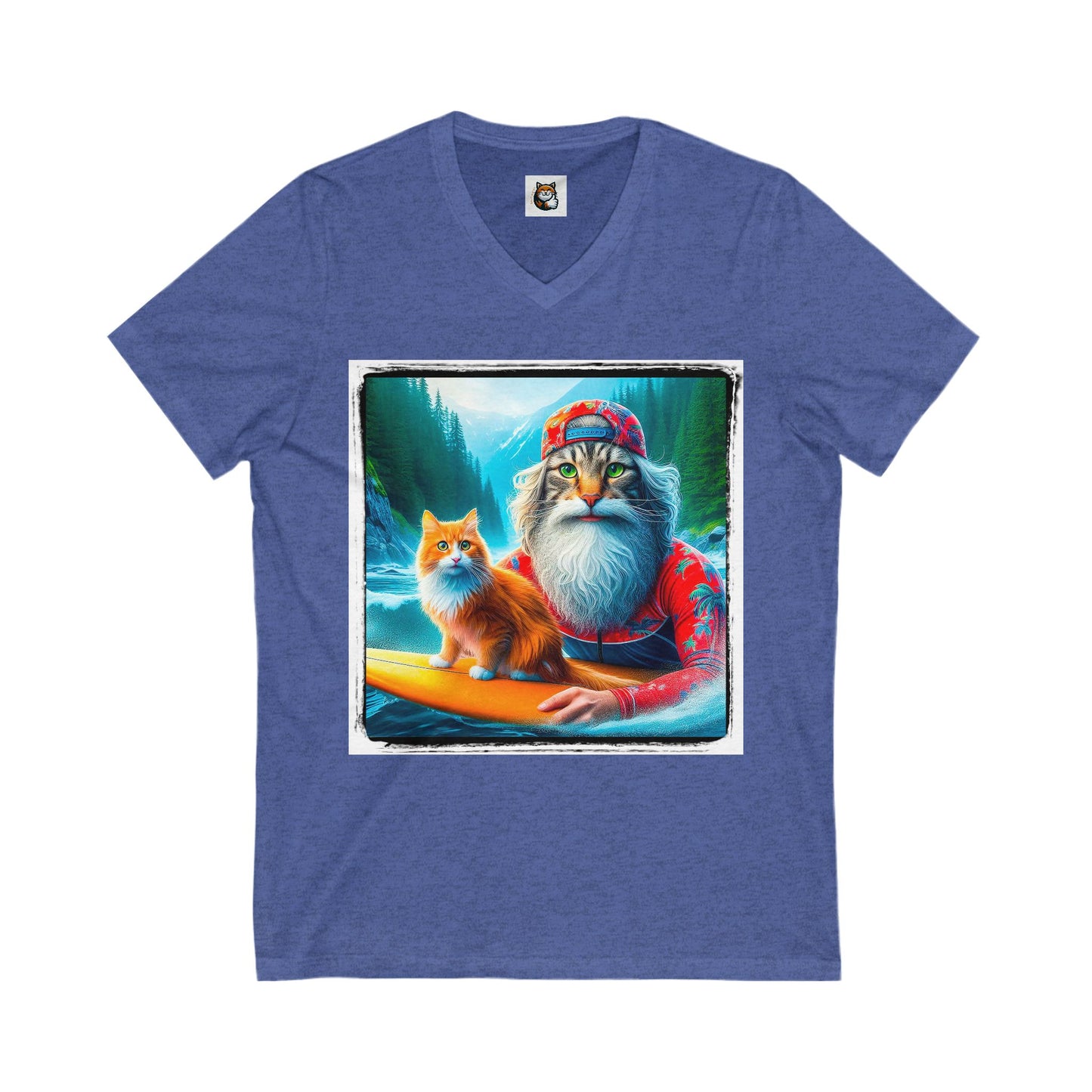 Norwegian Forest Cat Unisex Jersey Short Sleeve V-Neck Tee