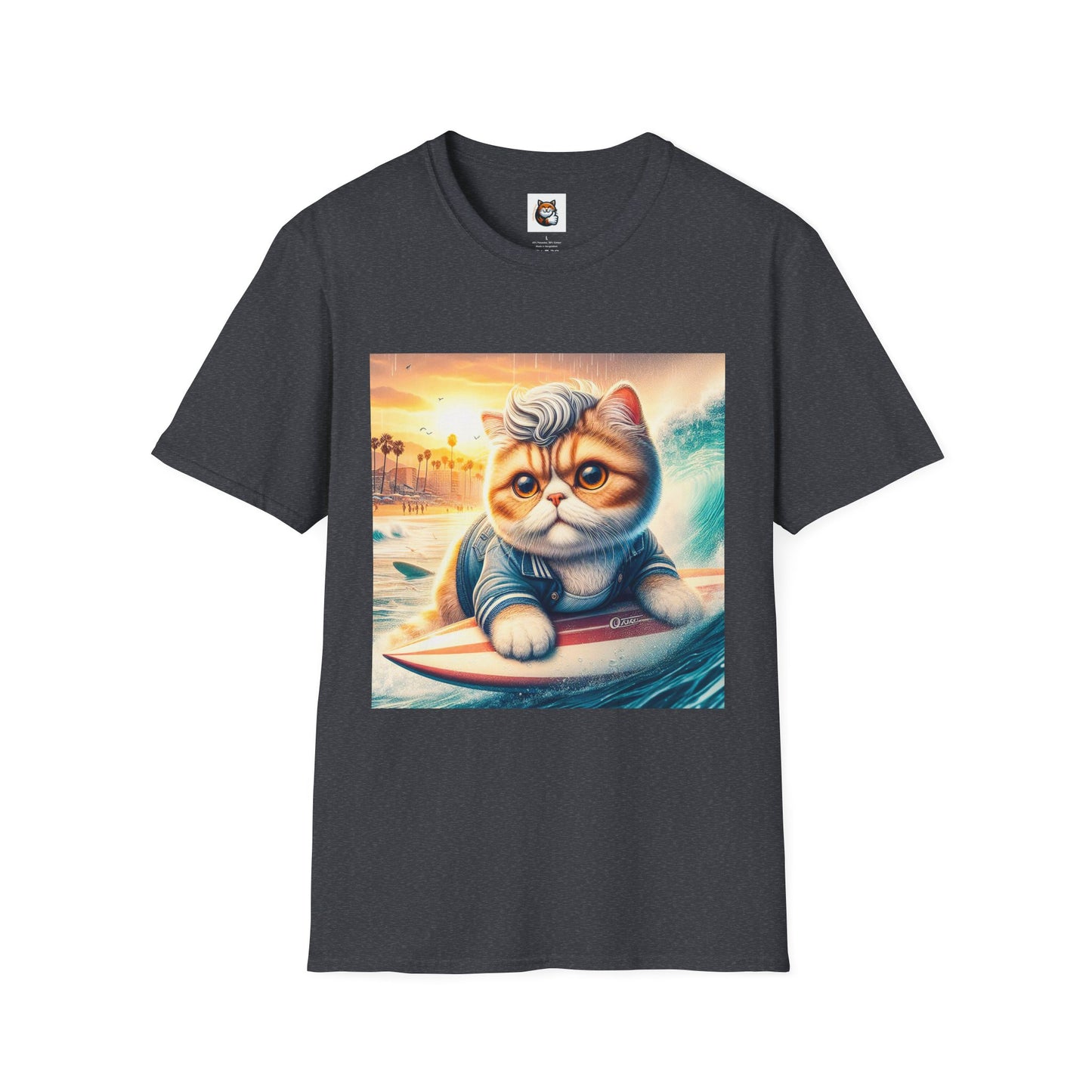 Selkirk Rex Cat T-Shirt -handsome surfer