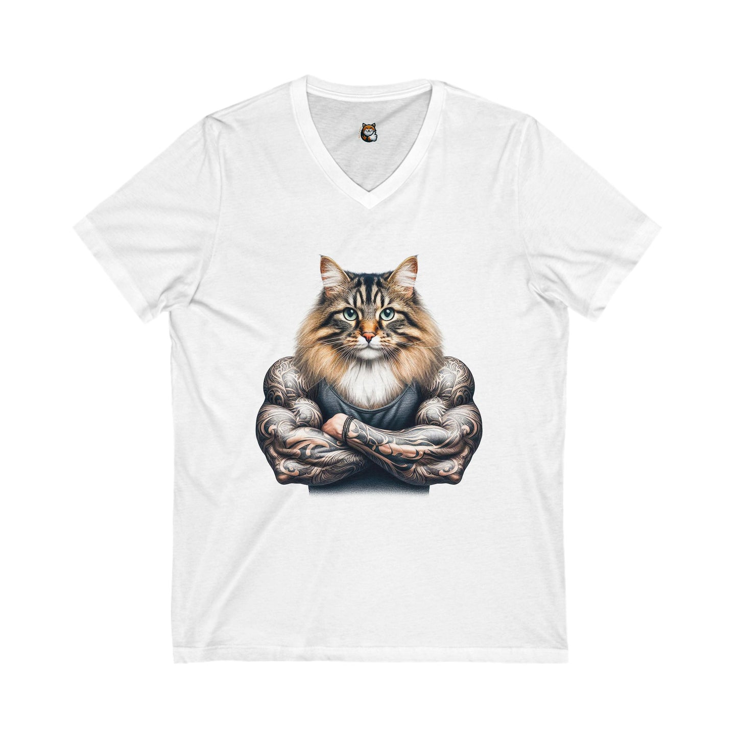 Norwegian Forest Cat Unisex Jersey Short Sleeve V-Neck Tee